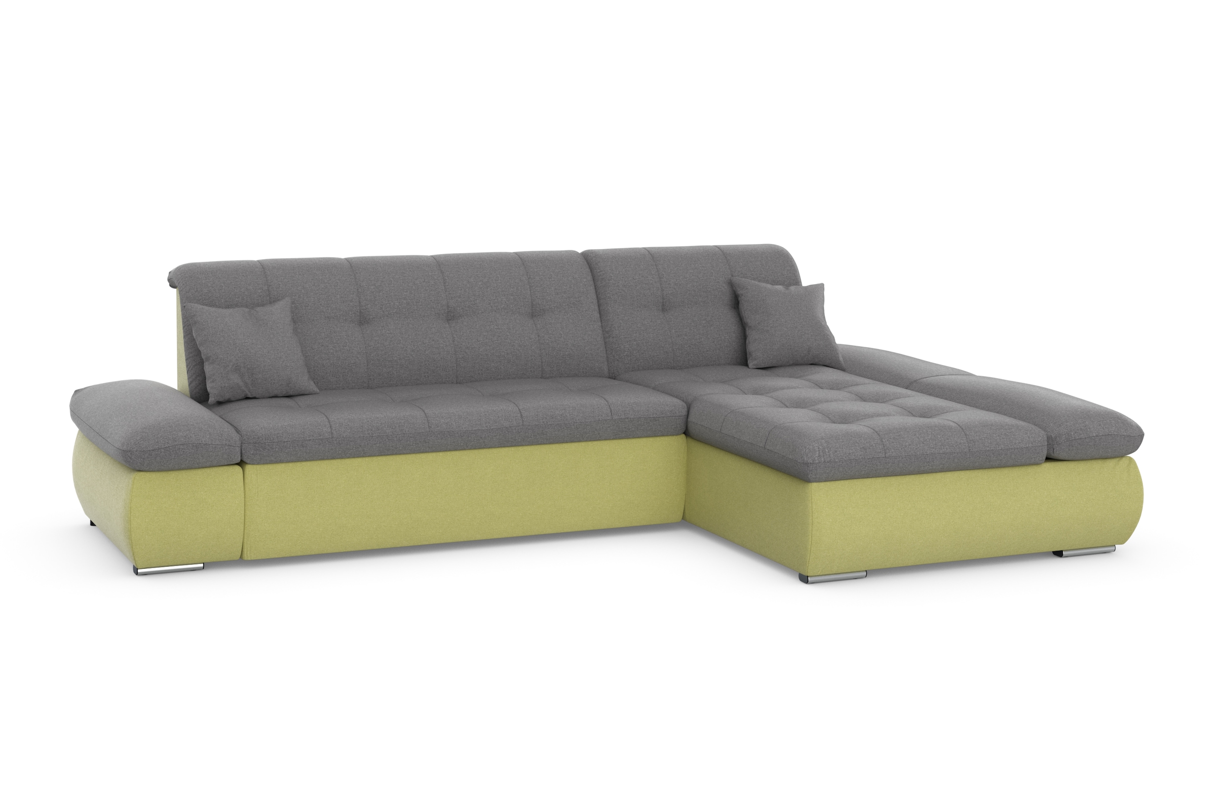 DOMO collection Ecksofa »Moric, L-Form, XXL-Sofa - Breite 300cm«, wahlweise mit Bettfunktion und Armteilverstellung, gelb-schlamm