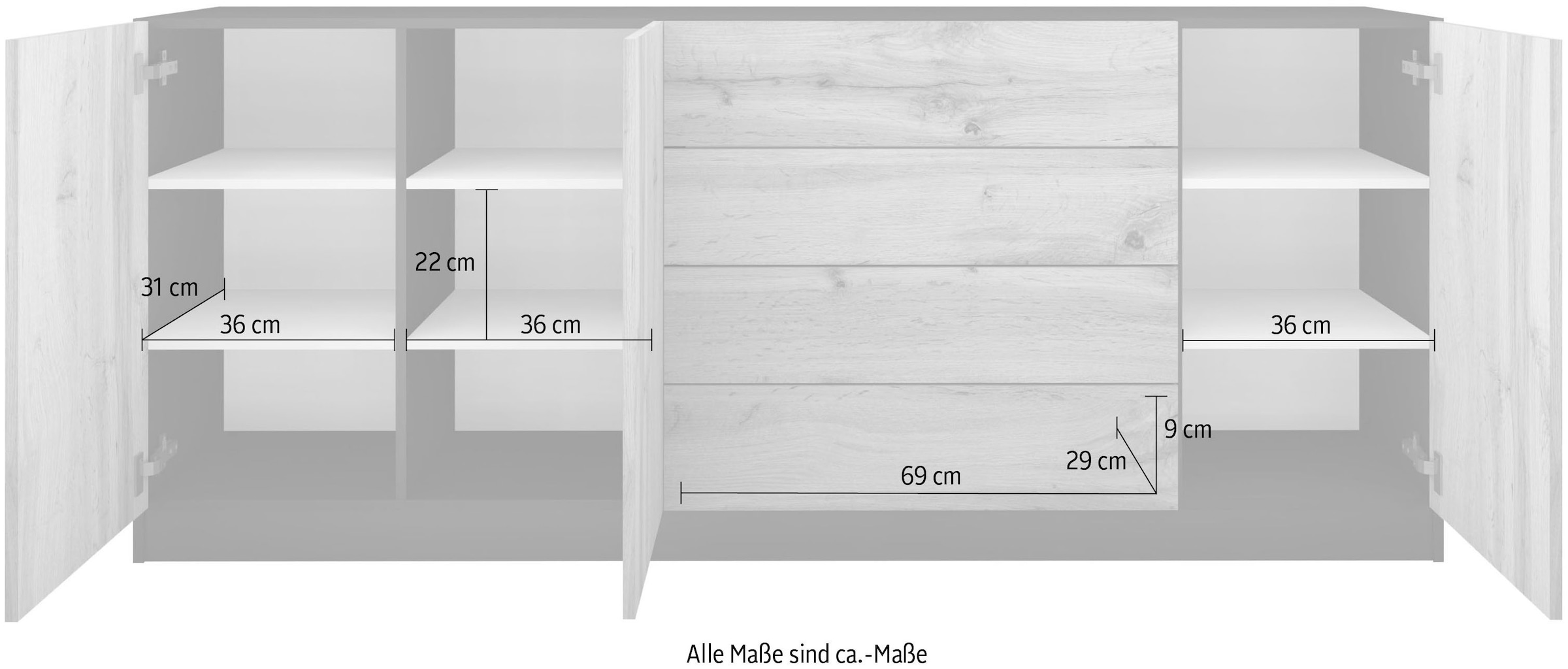 borchardt Möbel Sideboard »Vaasa«, Breite 190 cm