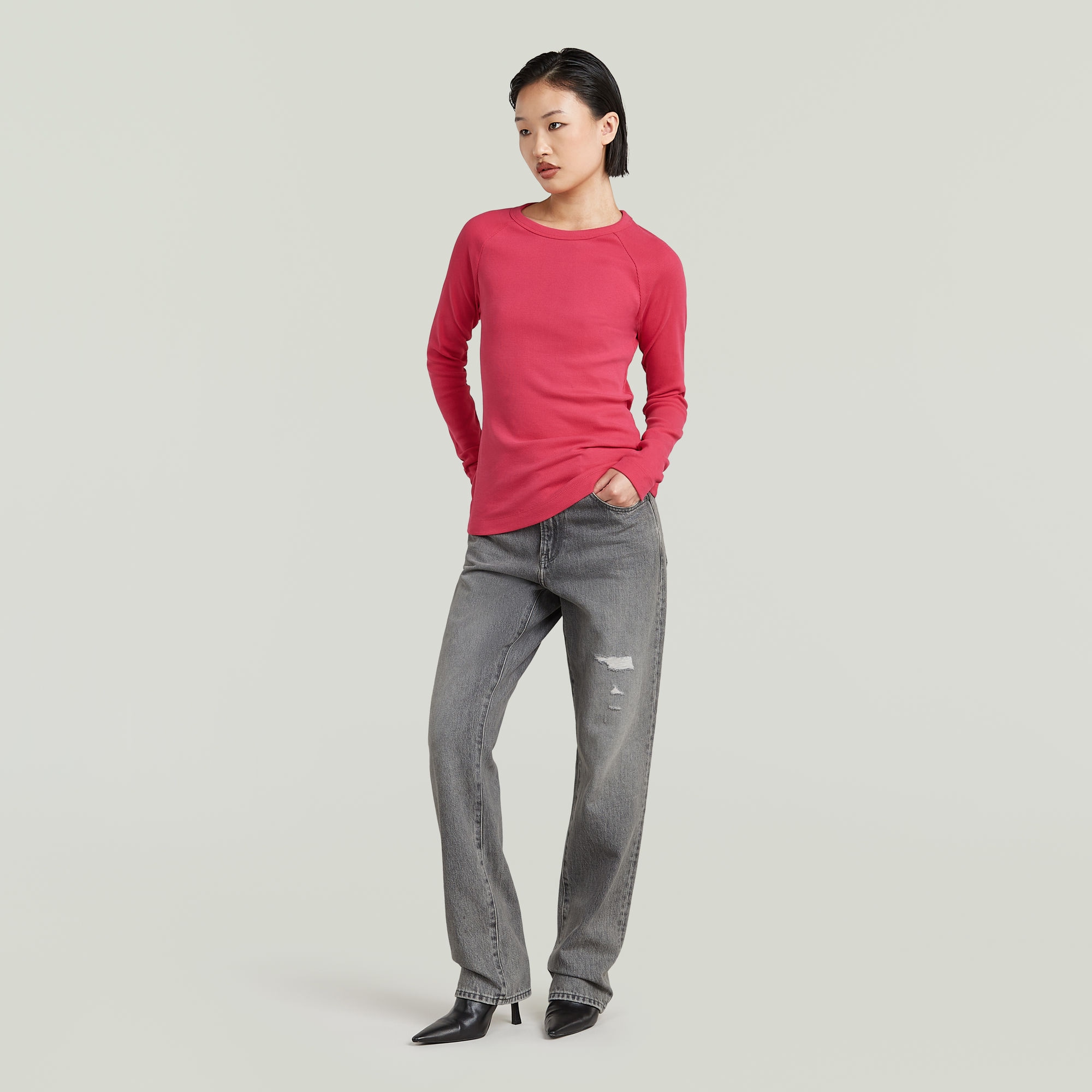 G-STAR Langarmshirt »Slim Rib Keyhole« mit Cut-Out hinten