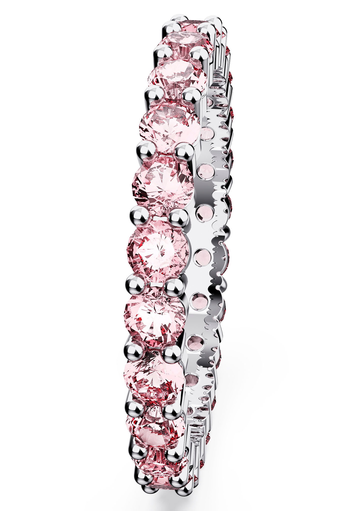 Fingerring SWAROVSKI "Matrix, Rundschliff" Gr. 50, rosa (metallfarben, rosa), Fingerringe, Damen, 50, Metall, Fingerring, mit Swarovski Kristall 4