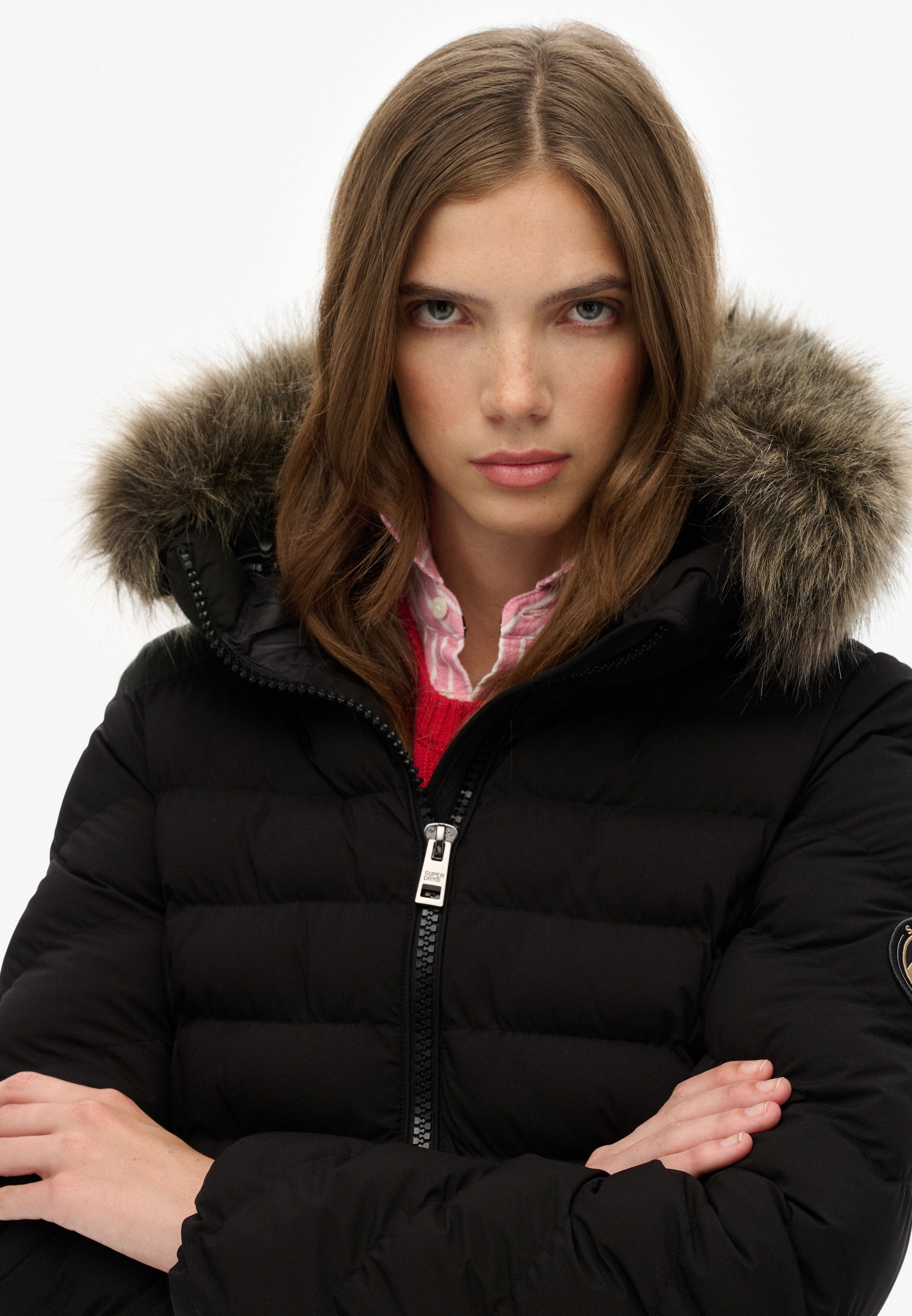 Superdry Steppjacke »FUJI FAUX FUR HOOD PADDED JKT«, mit Kapuze