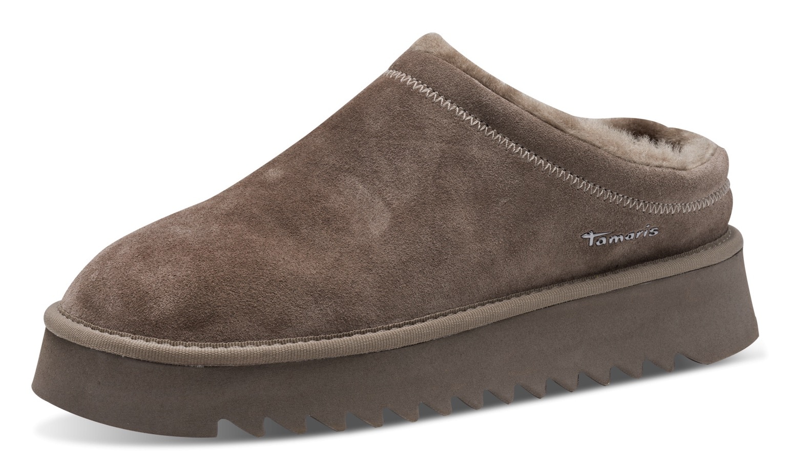 Tamaris Hausschuh, Clogs, Bequemschuh mit Fellimitat-Kragen günstig online kaufen