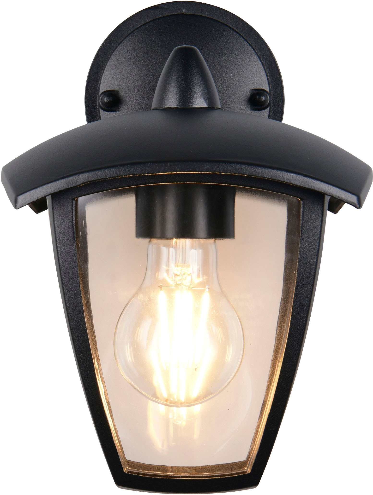 TRIO Leuchten Außen-Wandleuchte »VENTA, Laterne Hauswand Fassadenbeleuchtung, exkl 1x E27 max 10W, IP44«, 1 flammig, Leuchtmittel E27 | Leuchtmittel wechselbar, Wandlampe Laternen-Optik, abwärts gerichtet, Schirm Kunststoff