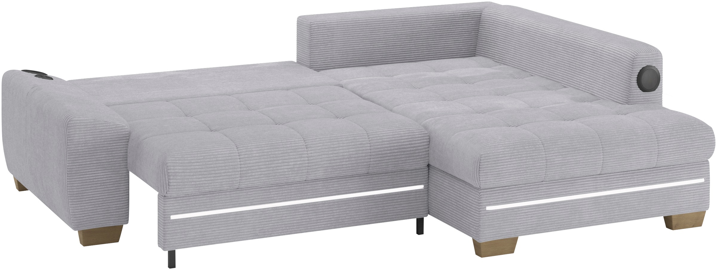 Mr. Couch Ecksofa »Nikita II, L-Form«, RGB-LED, Bluetooth-Soundsystem, wahlweise mit Bett, Bettkasten