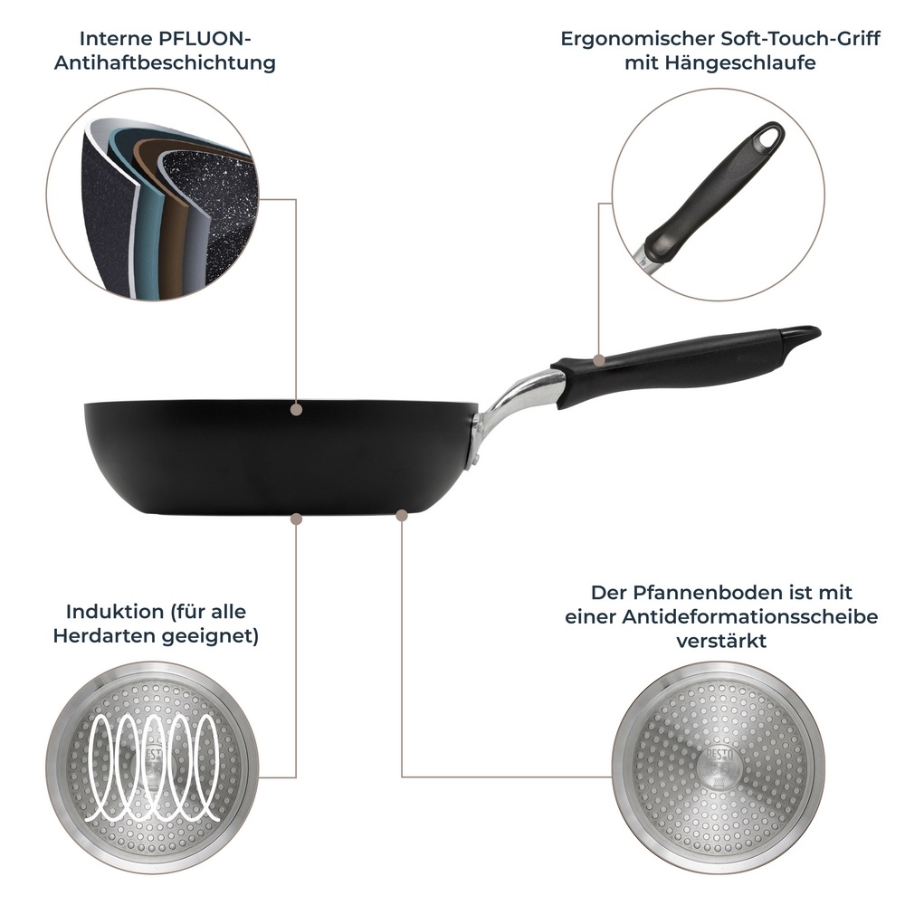 RESTO Kitchenware Wok »Antares, Bratpfanne antihaftbeschichtet und spülmaschinenfest«, Aluminium, (1 tlg.), Induktion, für alle Herdarten geeignet