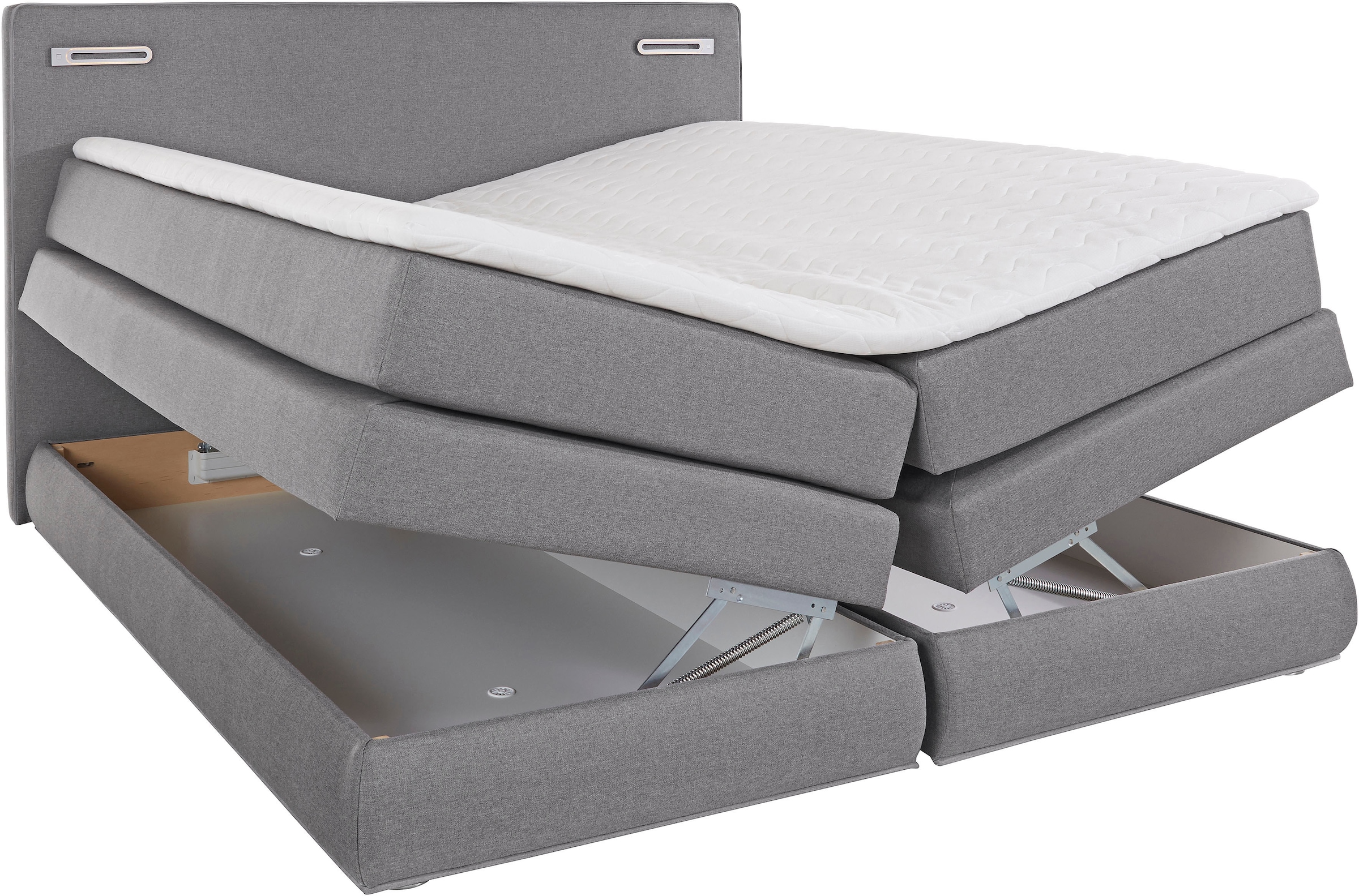 COLLECTION AB »NINONI, Stauraumbett mit Bettkasten & TTFK-Matratze« inkl. Topper, wahlweise mit LED-Beleuchtung, 180/200 cm x 200 cm