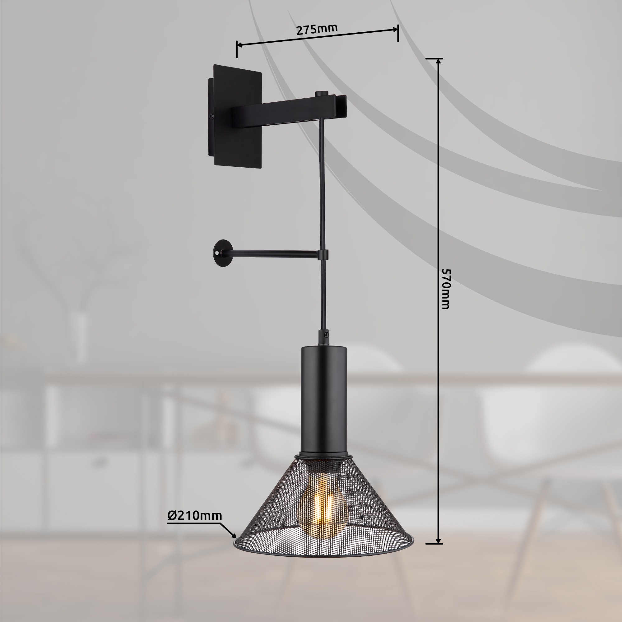 GLOBO LIGHTING Wandleuchte »JEDD« E27 1 Stk. Wandlampe Metallgeflecht Anschluss direkt oder Steckerkabel