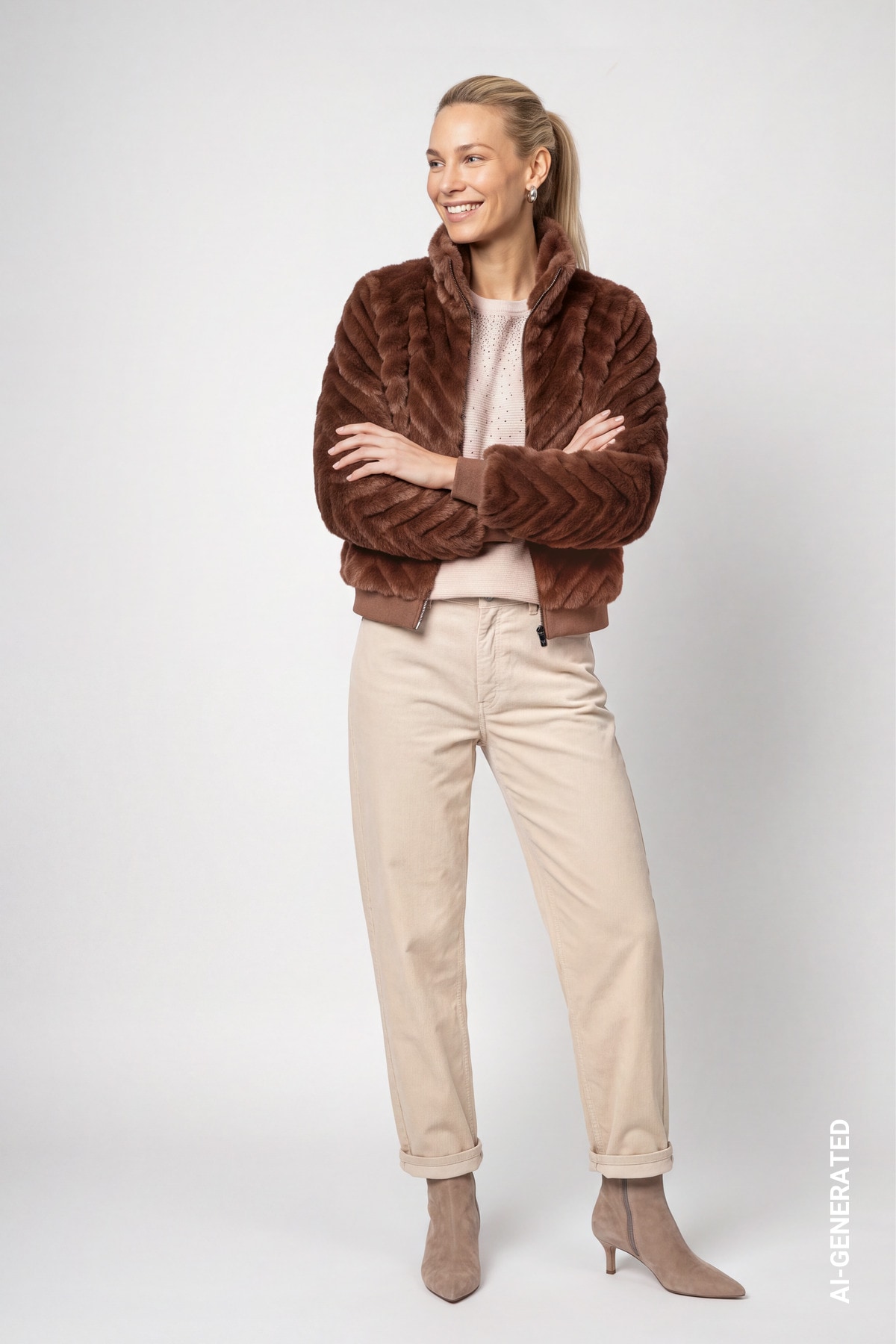 Monari Fellimitatjacke ohne Kapuze Regular fit mit Stehkragen
