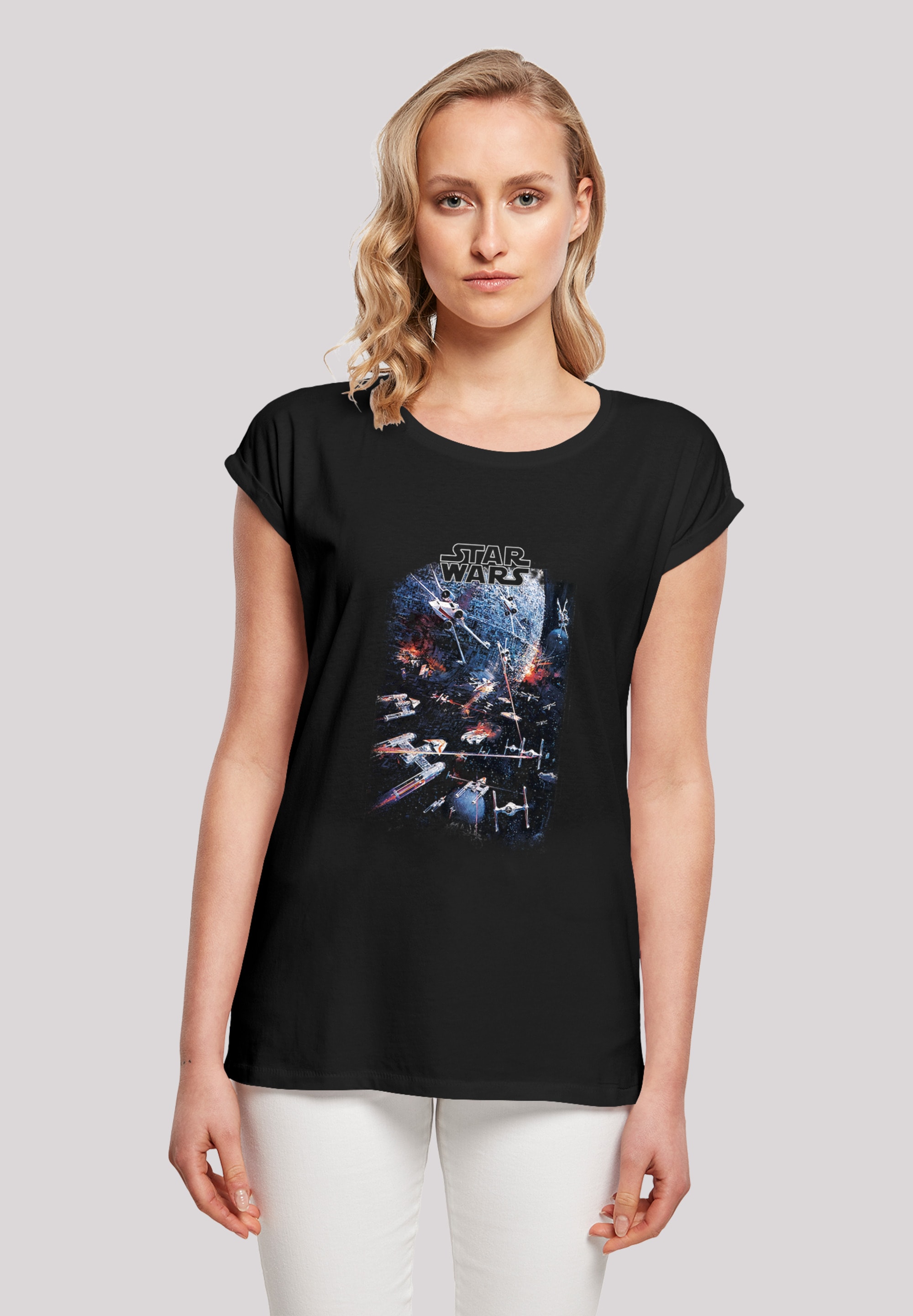 F4NT4STIC Kurzarmshirt »Damen Shoulder BAUR kaufen with | Wars Ladies (1 Star tlg.) Universe- online Tee«, Extended