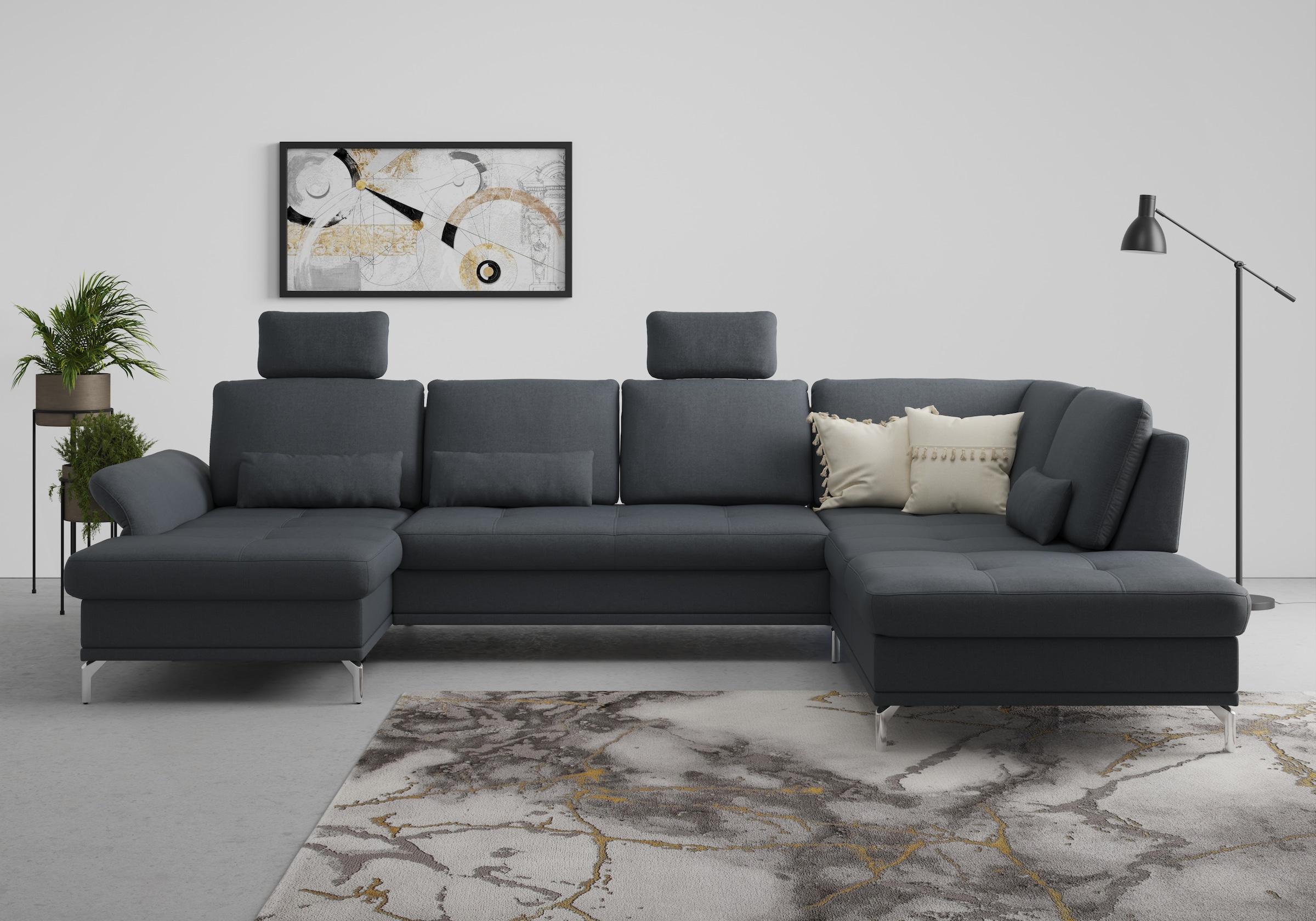 Home affaire Wohnlandschaft "Palm Beach U-Form" Federkern, mit Sitztiefenve günstig online kaufen