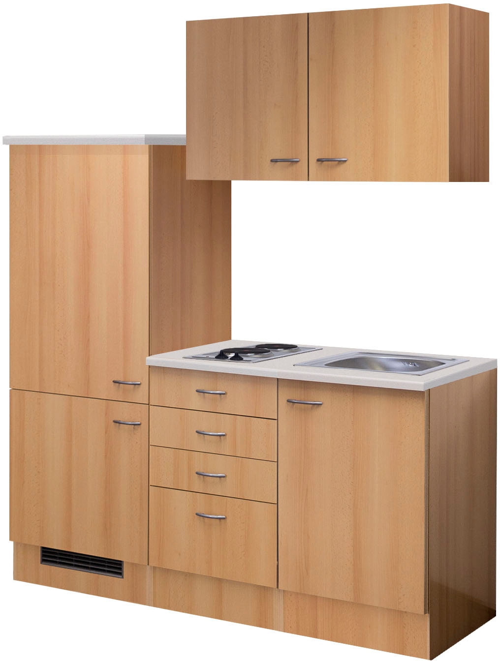 Küche »Nano«, Gesamtbreite 160 cm, mit Einbau-Kühlschrank, Kochfeld und Spüle etc.