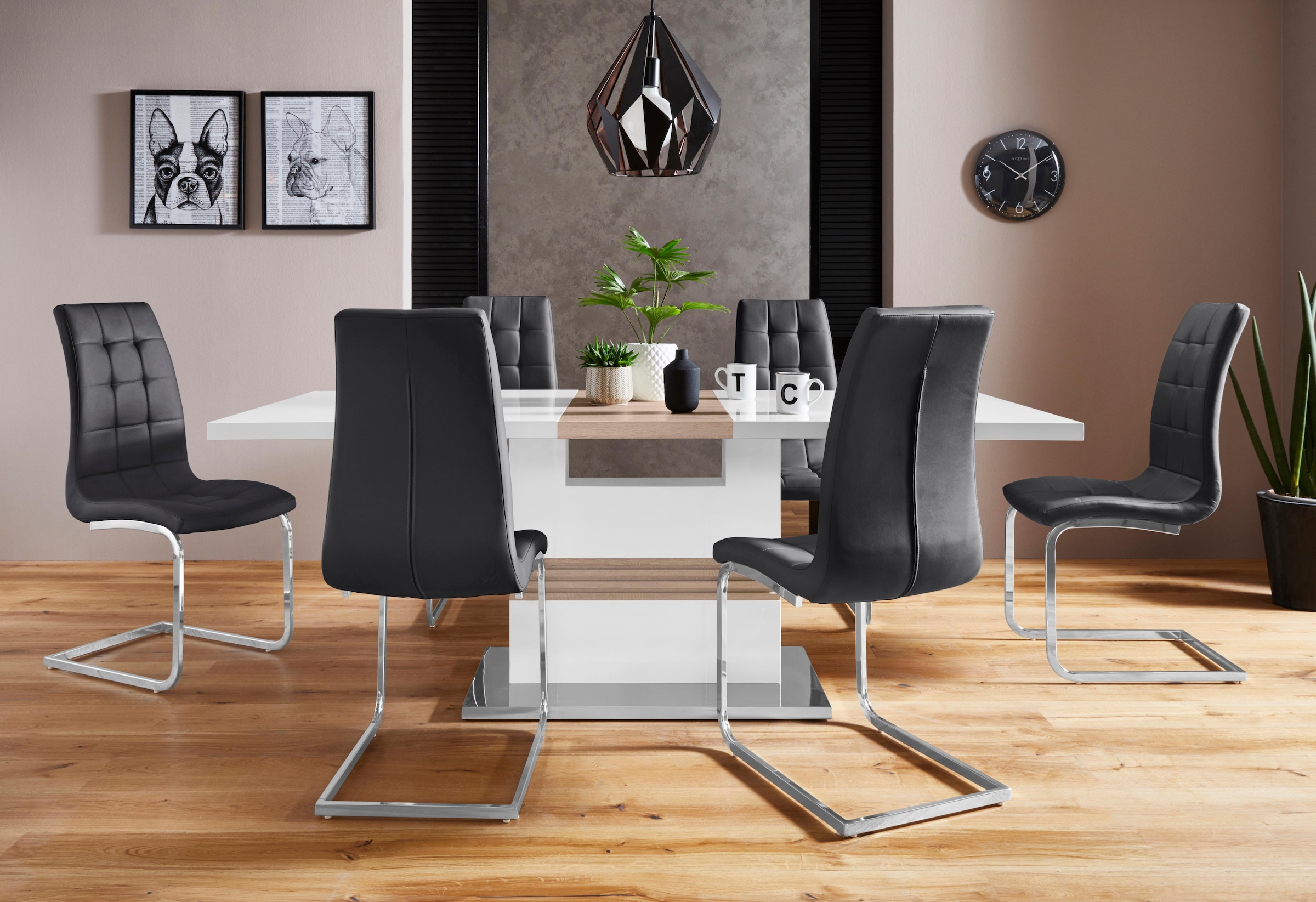 Essgruppe »Perez/Lola«, (Set, 5 tlg.), mit 4 Stühlen, Tisch ausziehbar, Breite 160-200 cm