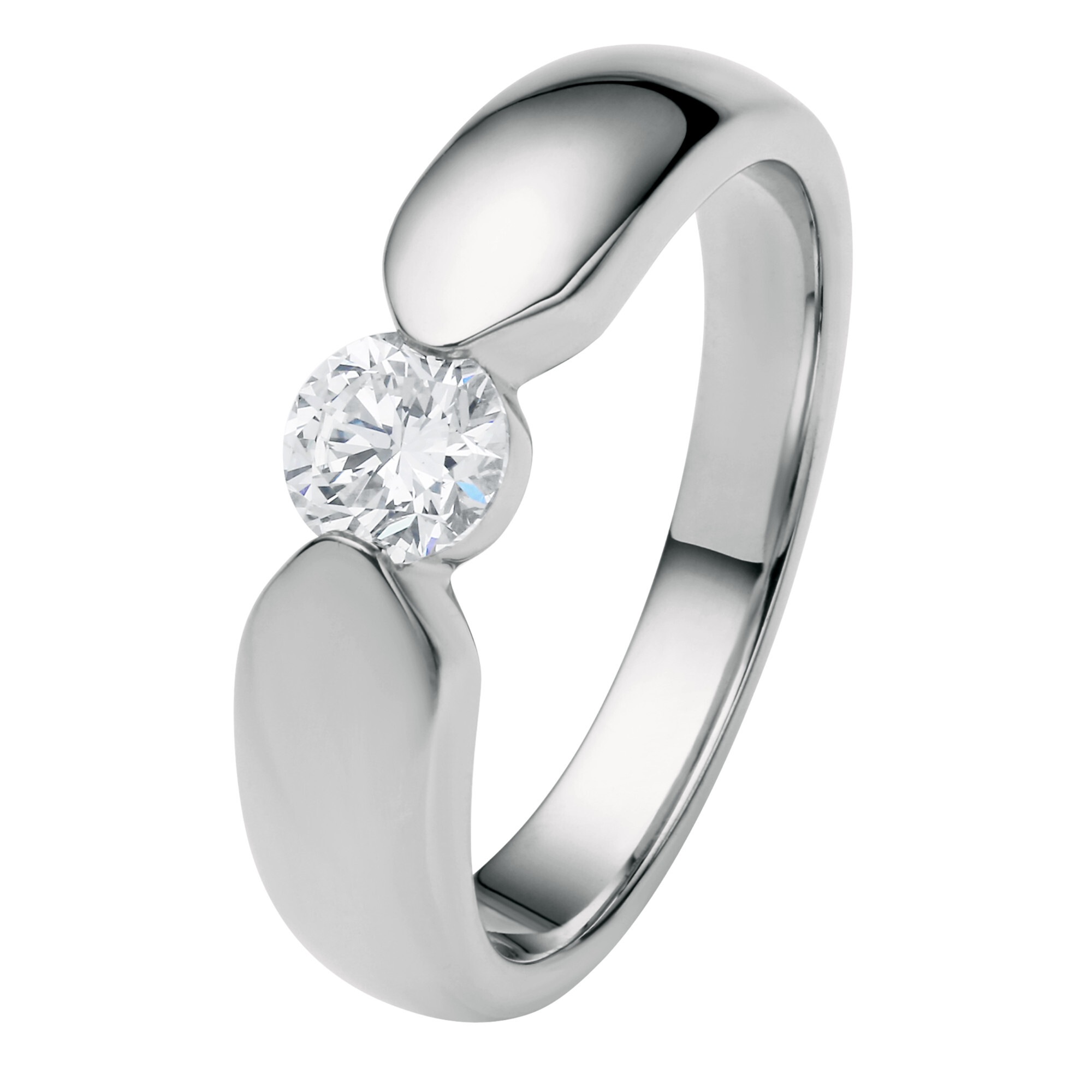 Diamantring »0.5 ct Diamant Brillant Spannfassung Ring aus 750 Weißgold«, Damen Gold...