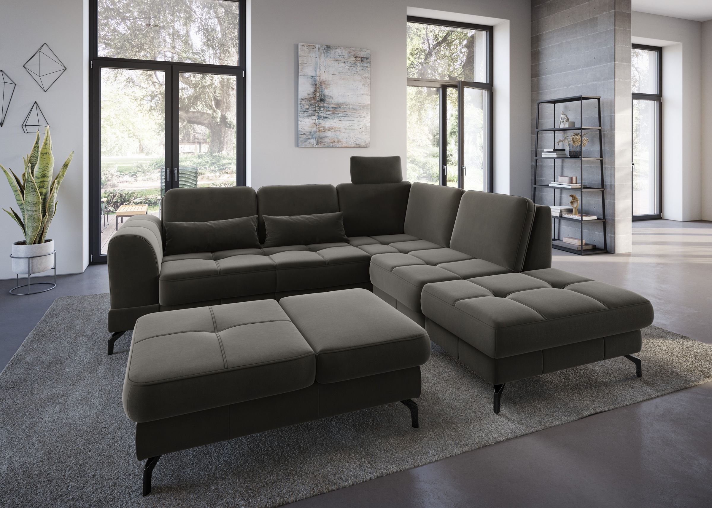 sit&more Ecksofa »Bendigo L-Form«, inklusive Sitztiefenverstellung, Bodenfreiheit 12 cm, in 2 Fußfarben