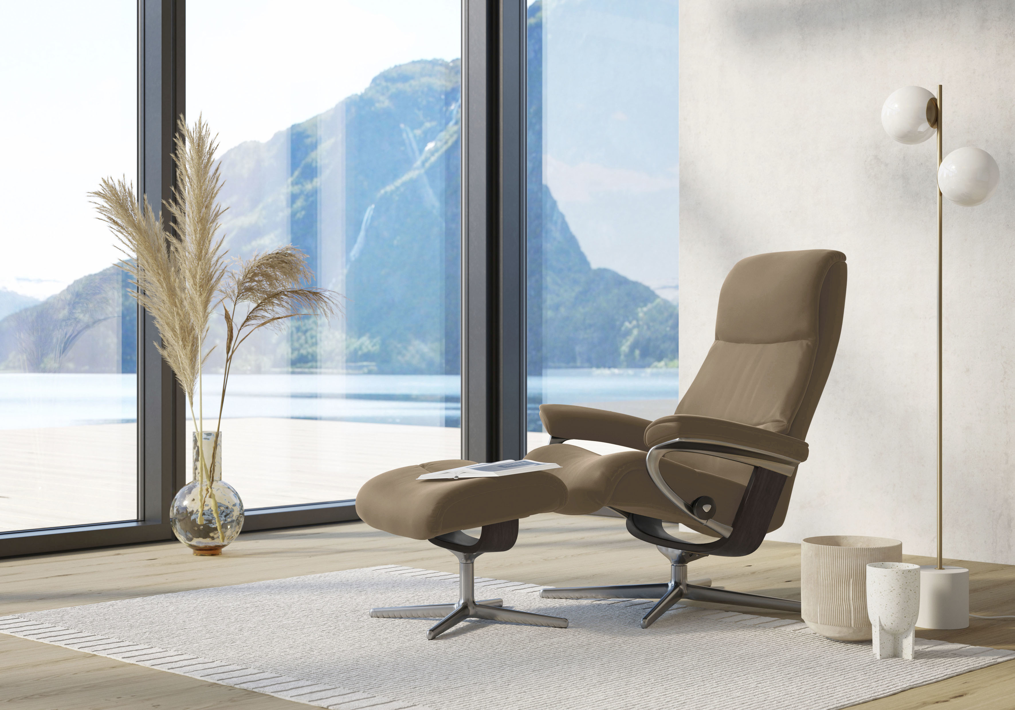 Stressless Relaxsessel "View" mit Cross Base, Größe S, M & L, Holzakzent Wenge
