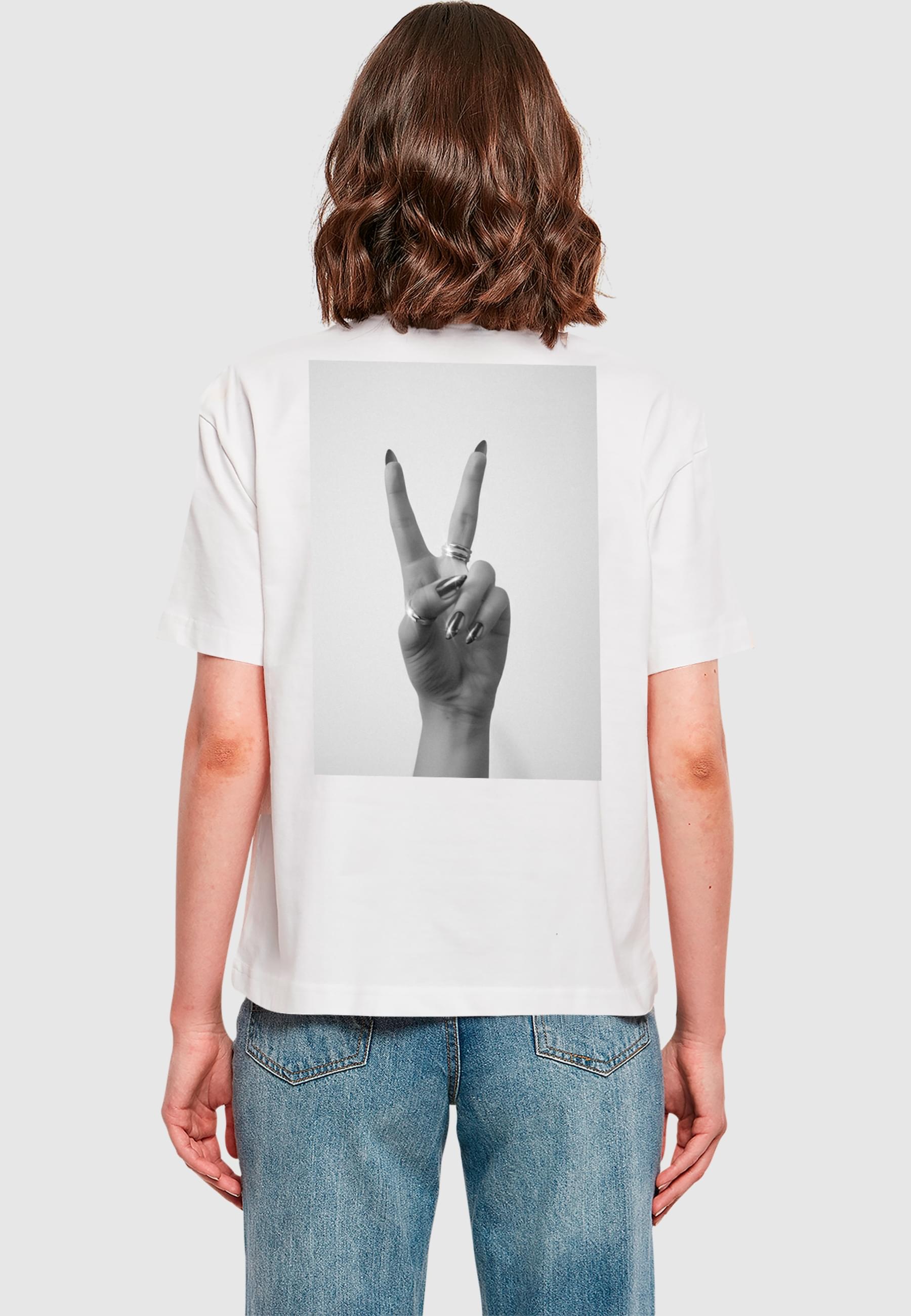 Miss Tee T-Shirt »Miss Tee Damen Girls Peace Hand Tee«, (1 tlg.)