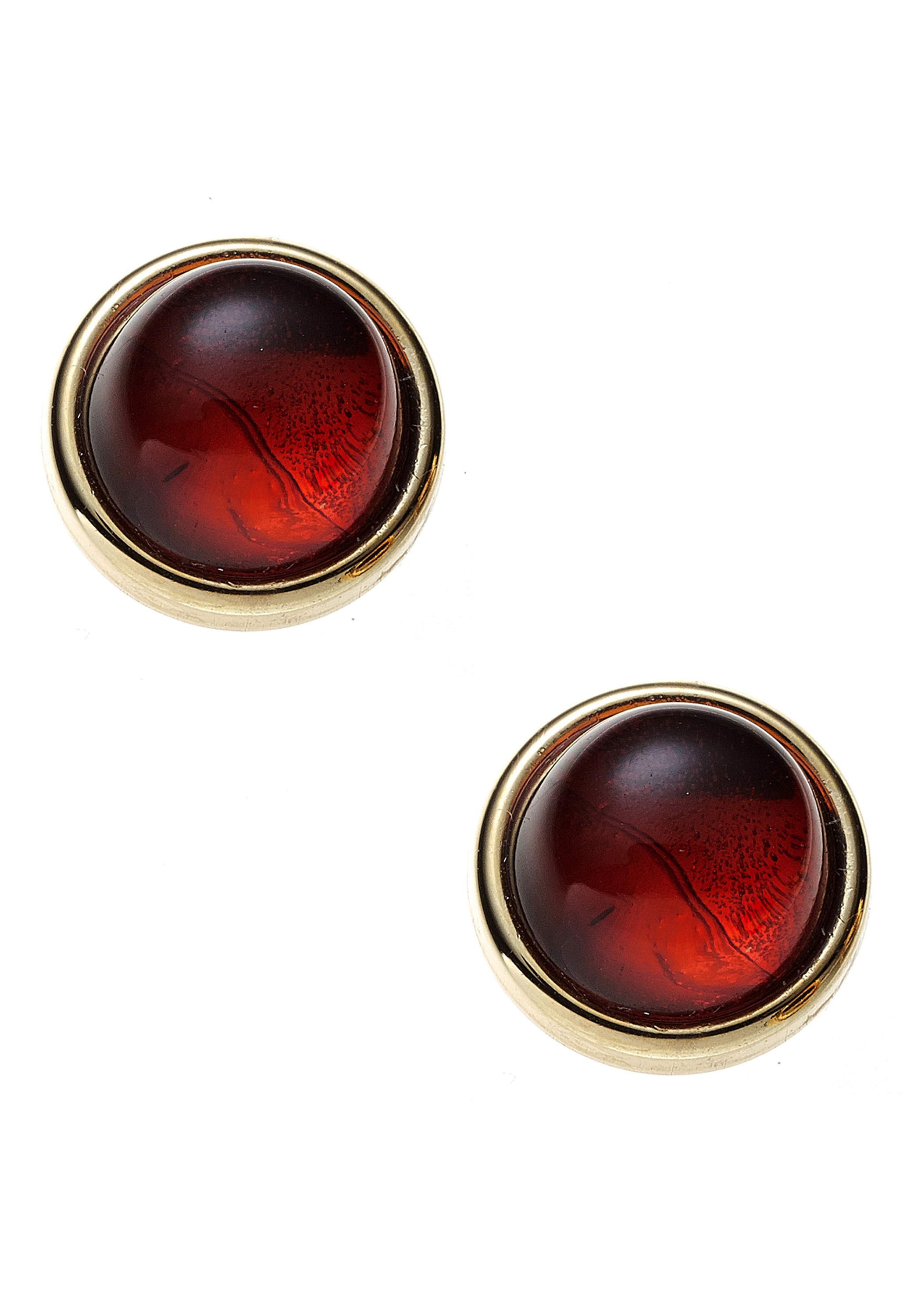 JOBO Paar Ohrstecker »Ohrringe Bernsteinohrringe rund 10 mm« 375 Gold mit Bernstein
