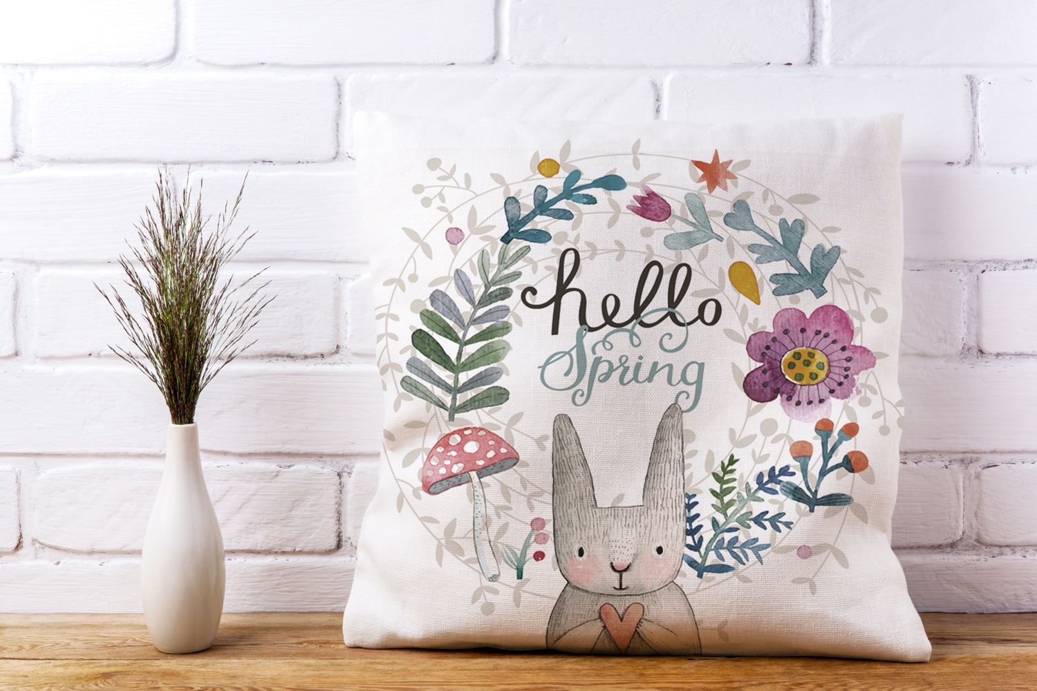 queence Dekokissen »Willow«, Kissenhülle,Hello Spring,Hase,Ostern,Frühlingsmotiv,Niedlich