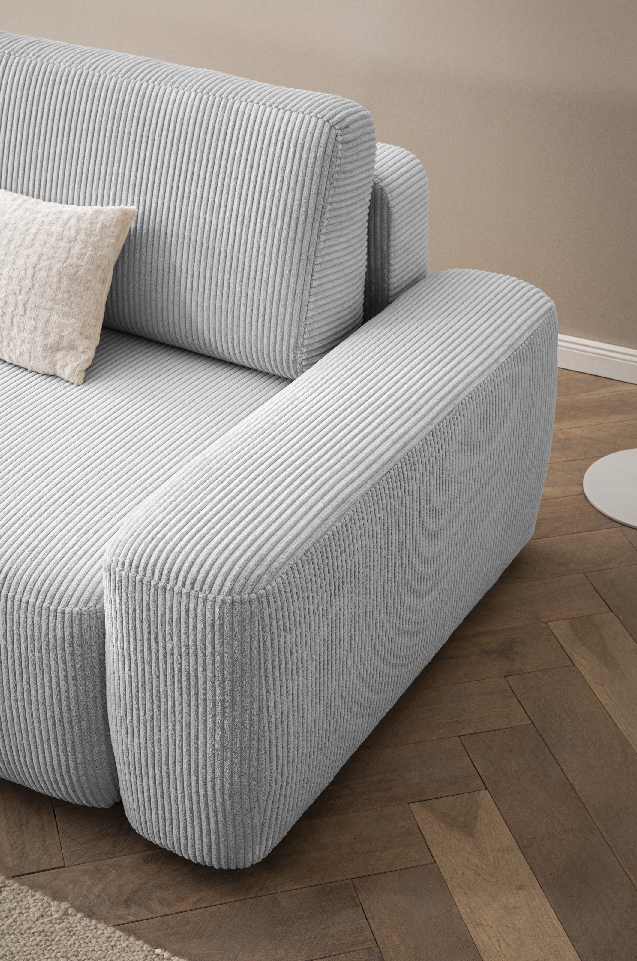 INOSIGN Ecksofa »TORGE (264cm), Schlafsofa in Cord, Samtvelours o Struktur fein, L-Form«, Schlaffunktion, Bettkasten, Liegefläche: 125/210 cm