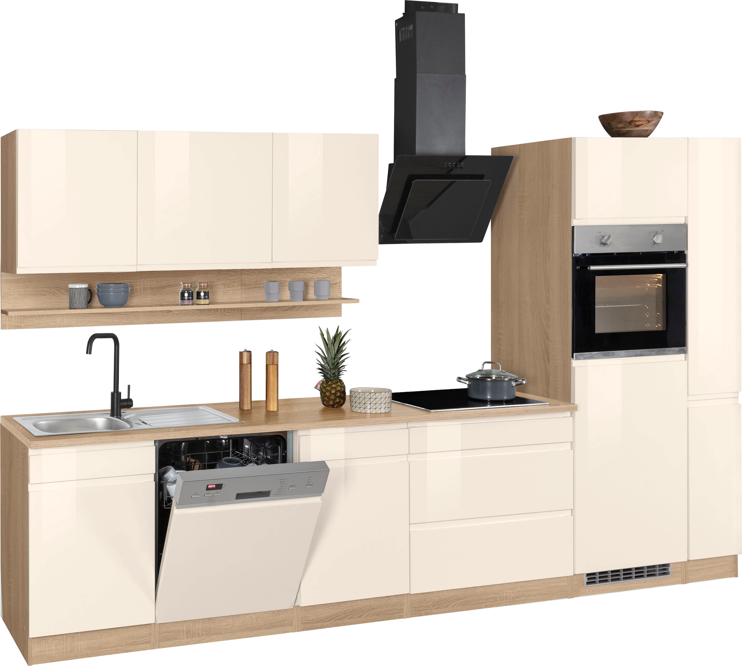 KOCHSTATION Küchenzeile »KS-Virginia«, Breite 330 cm, mit E-Geräten