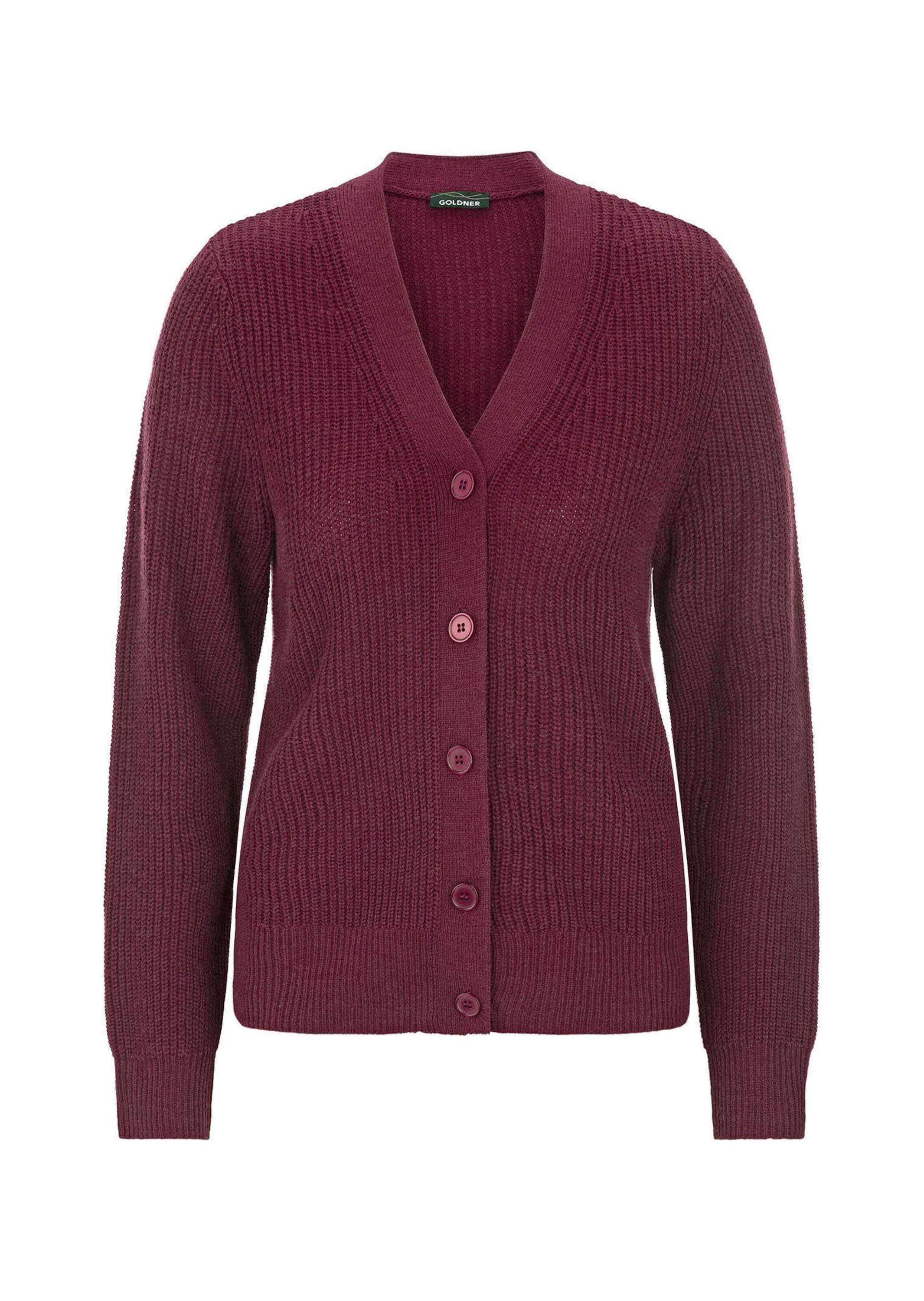 GOLDNER Strickjacke "Kurzgröße Elegante Strickjacke mit V-Ausschnitt" Hochwertige Strickminderungen