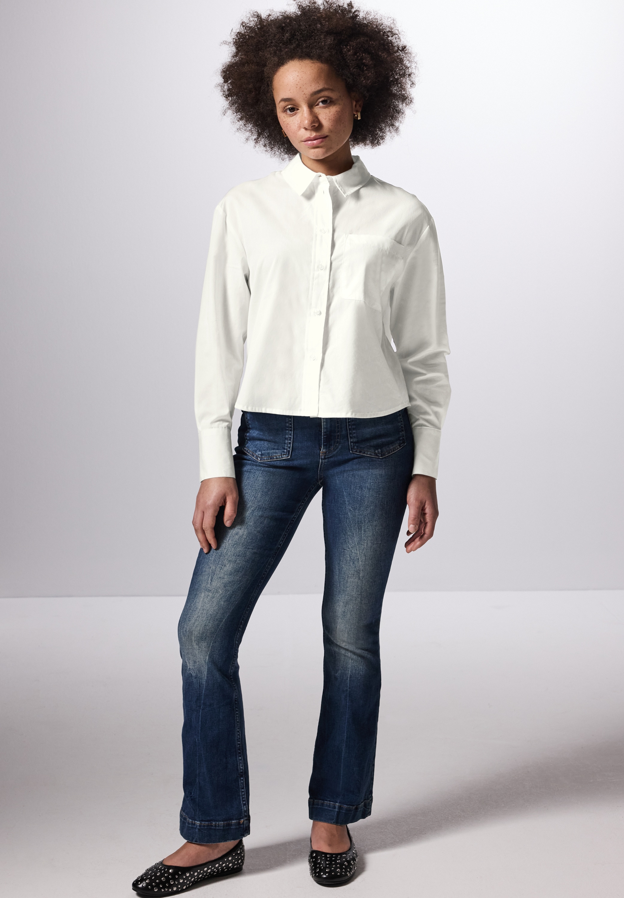 STREET ONE STUDIO Hemdbluse, aus reiner Baumwolle