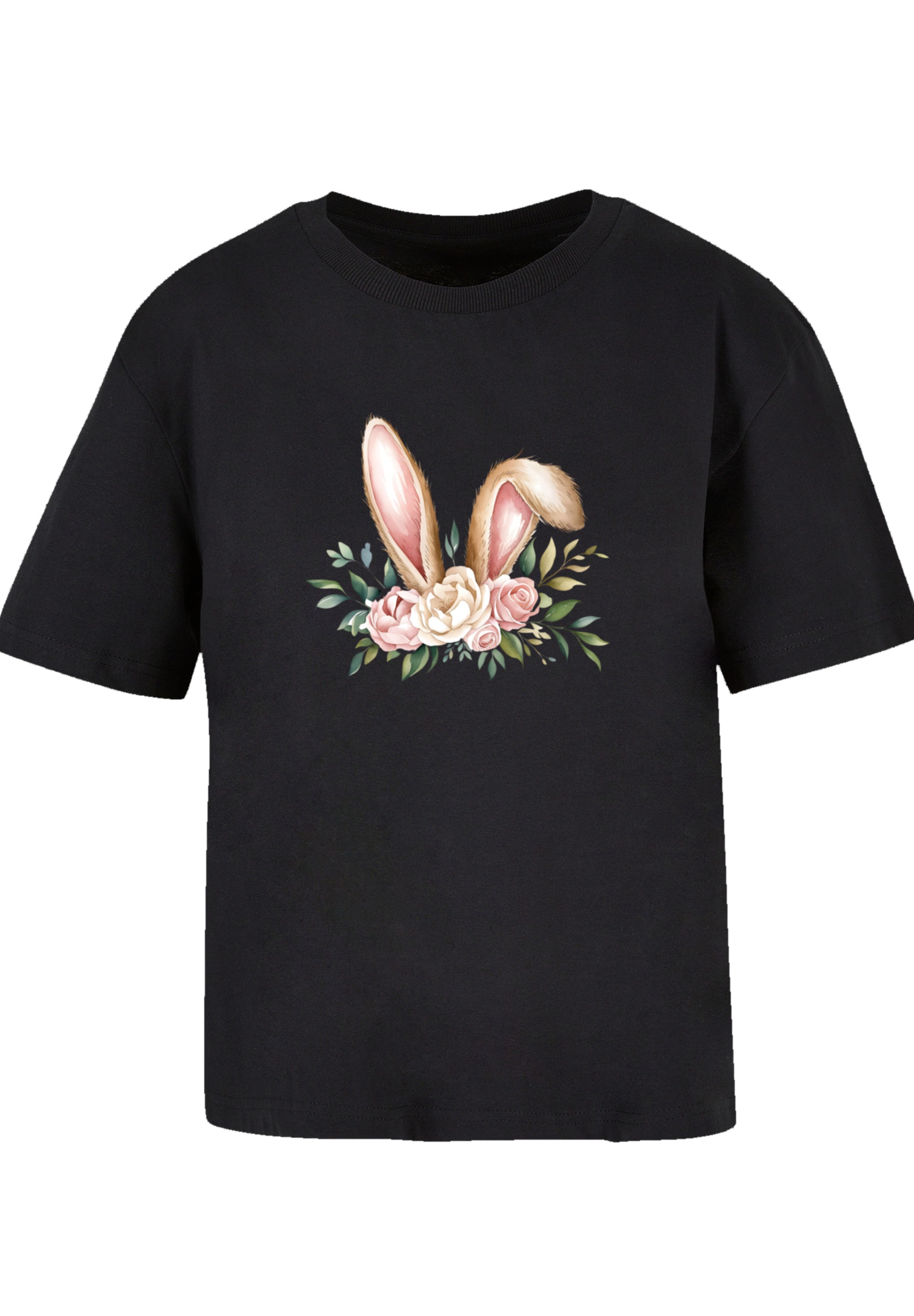 F4NT4STIC T-Shirt »Blumen Osterhasen Ohren Dekor«, Premium Qualität