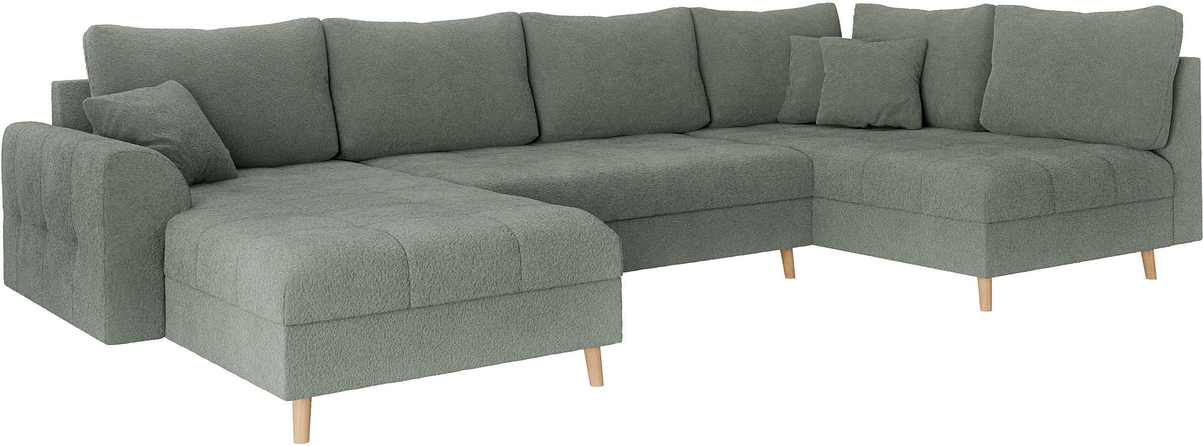 Home affaire Wohnlandschaft »CHARRE U-Form mit Ottomane, Maße B/T/H: 310/161/81 cm«, feine Steppung, lose Rücken- und Zierkissen, auch in Cord und Bouclé