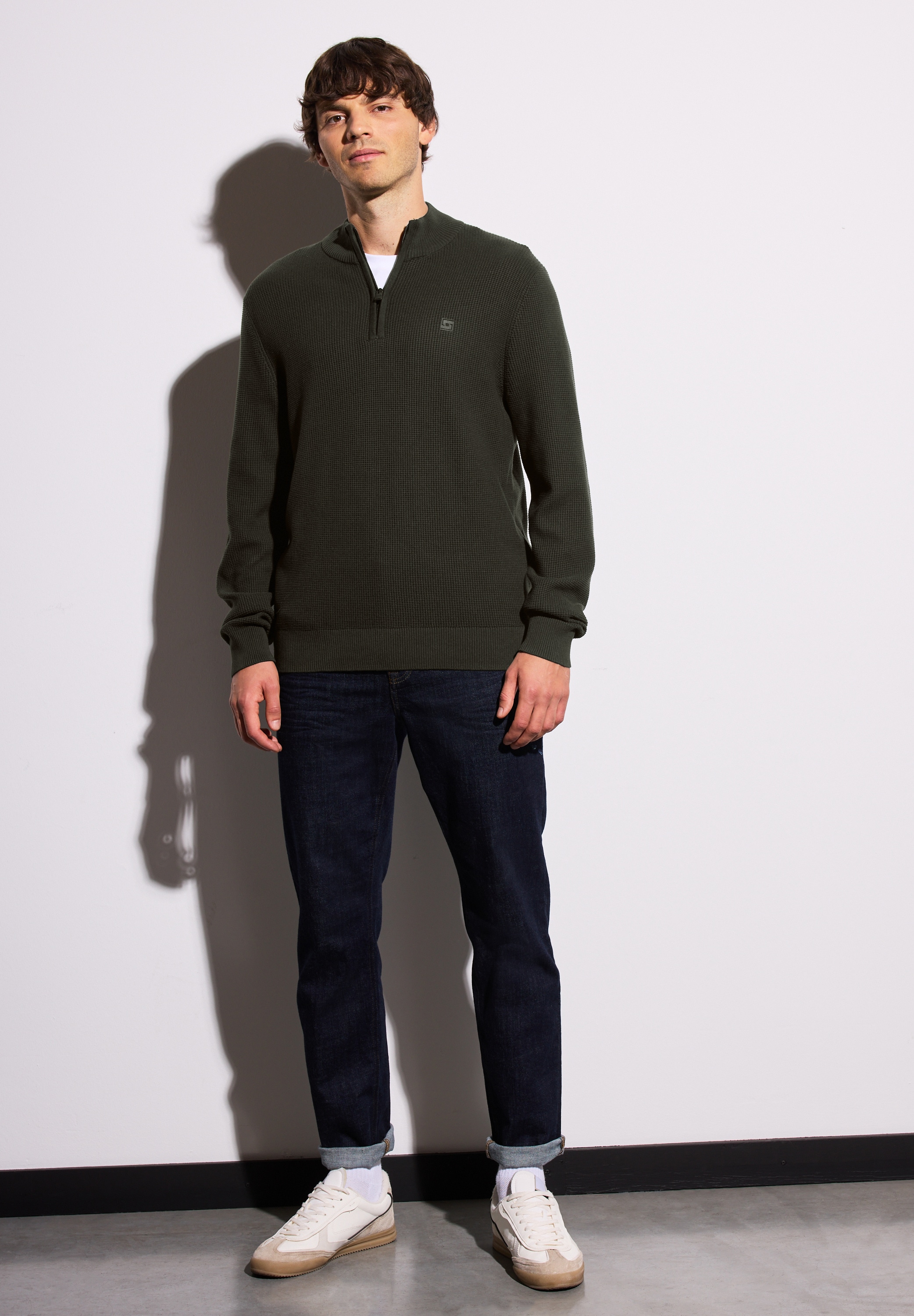STREET ONE MEN Strickpullover, aus reiner Baumwolle