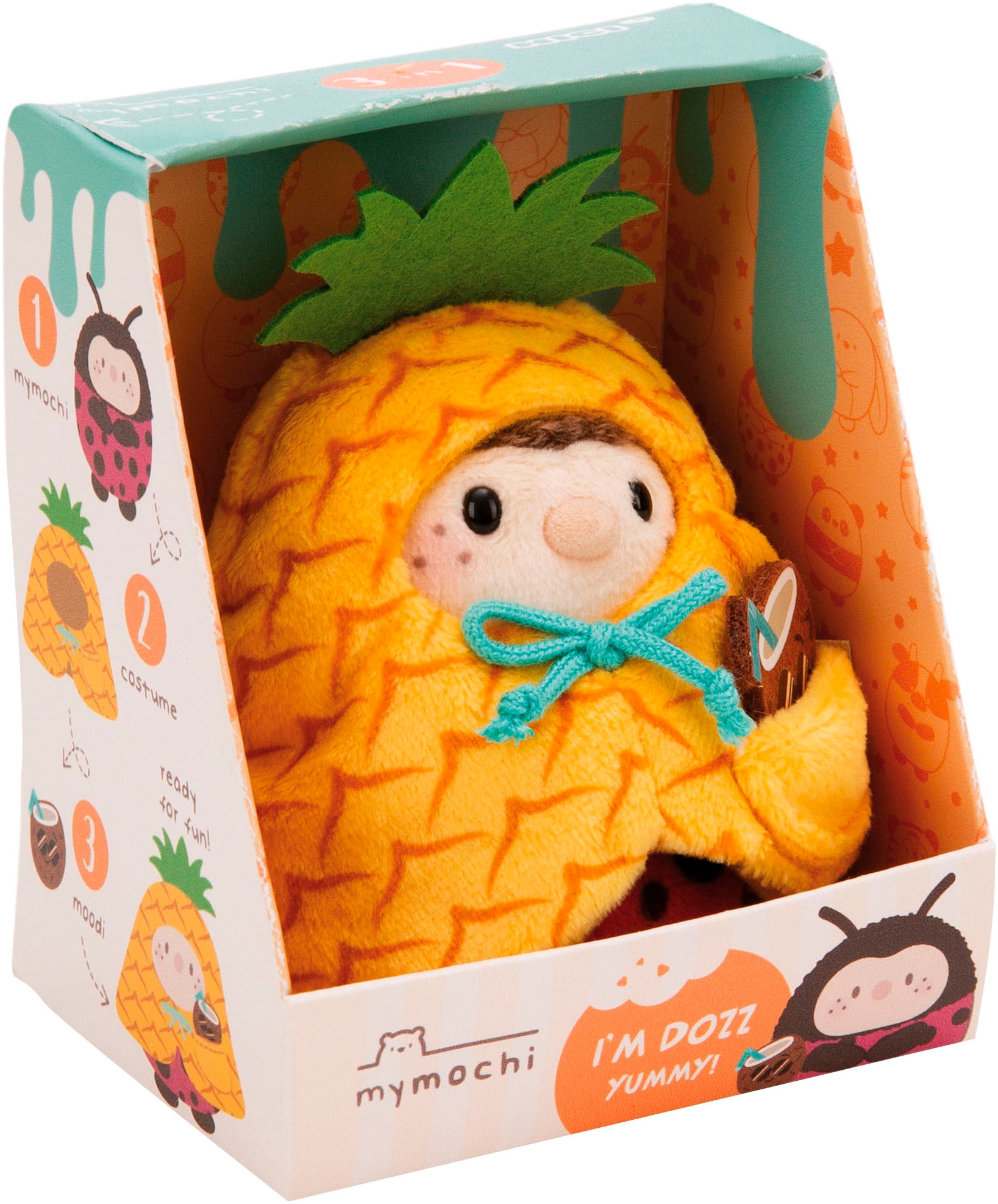 Nici Kuscheltier »mymochi, Set Marienkäfer Dozz 8 cm mit Kokosnuss und Ananaskostüm«