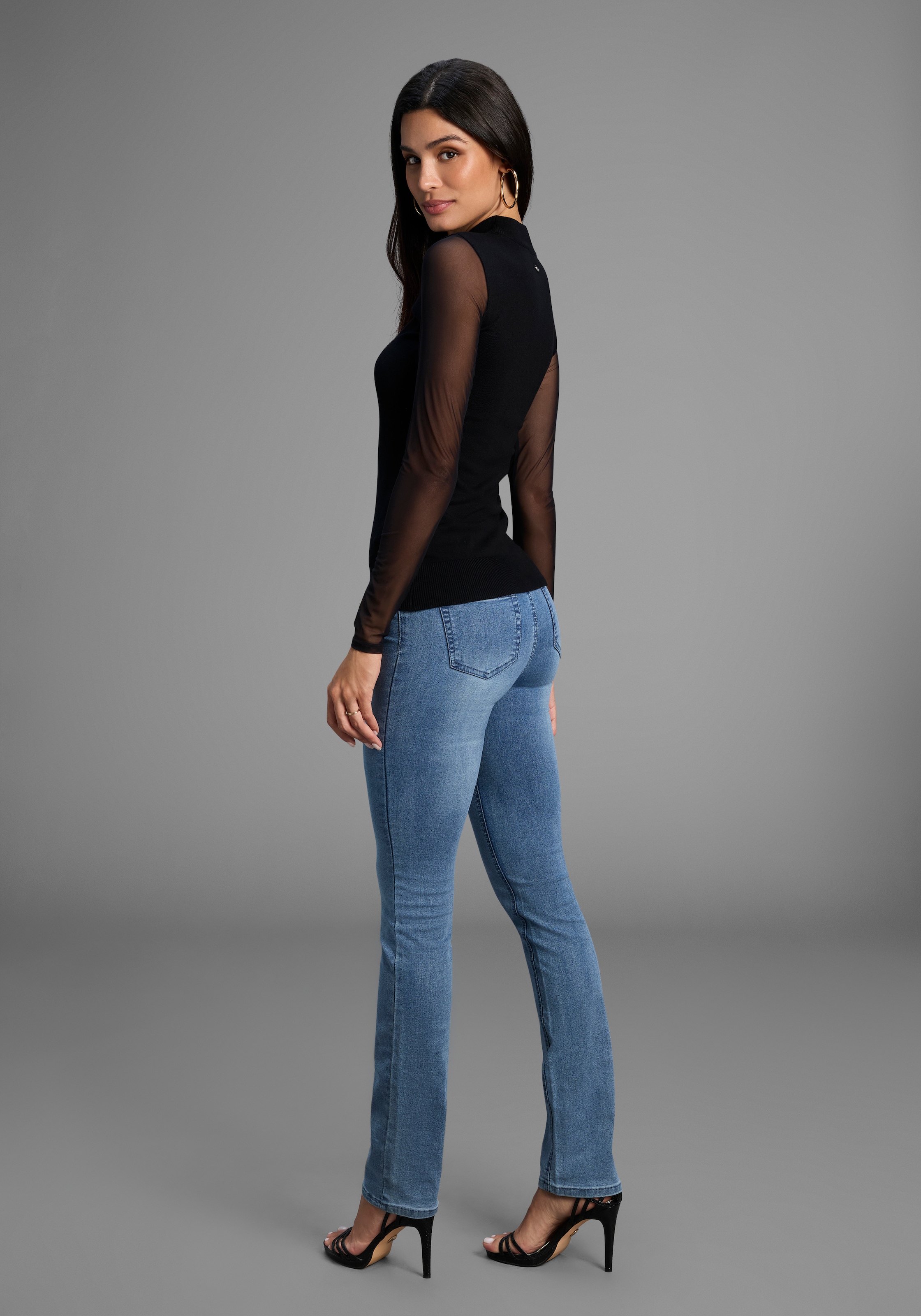 Laura Scott Stehkragenpullover, in enger Passform mit Mesh - NEUE KOLLEKTION