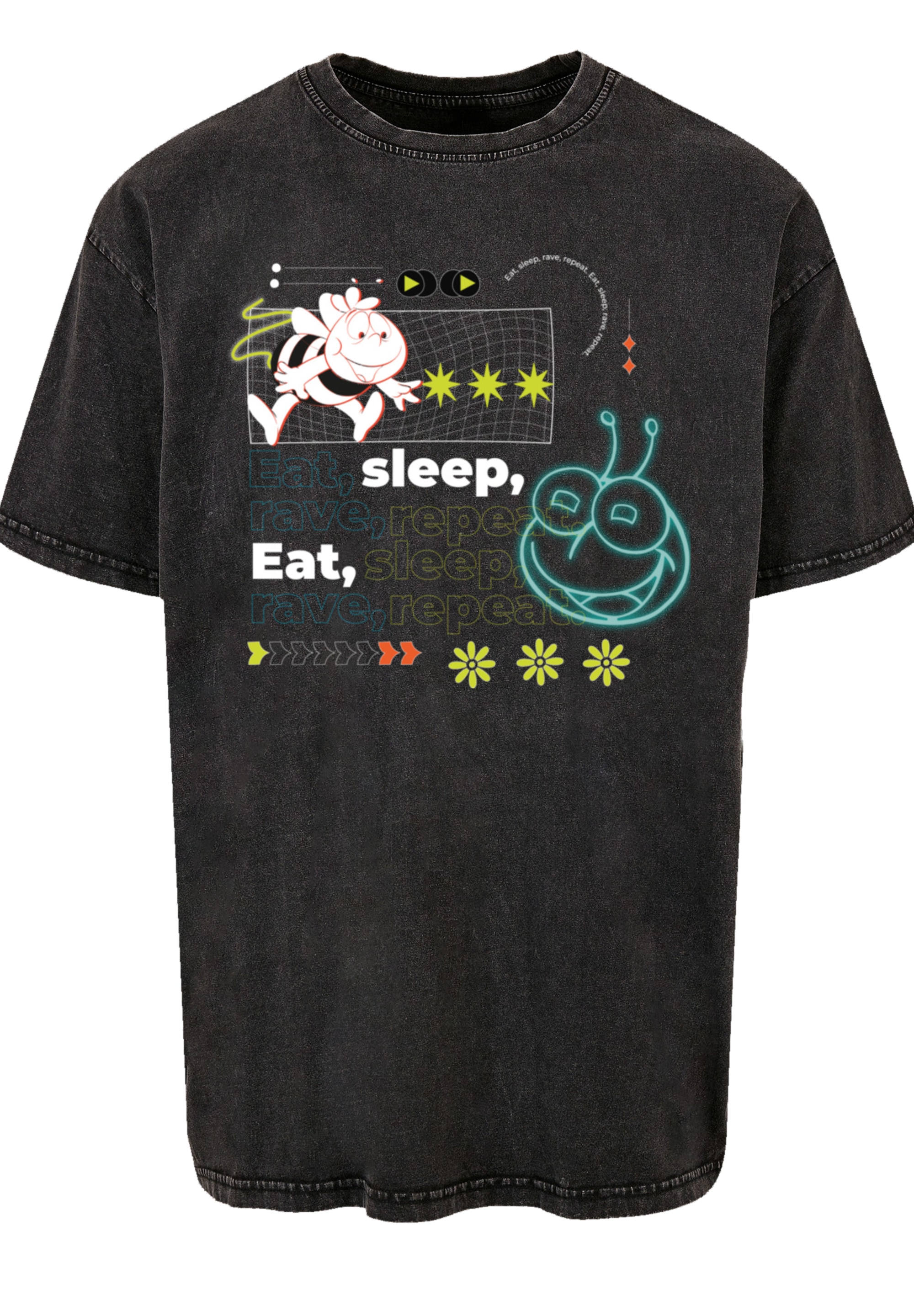F4NT4STIC T-Shirt »Die Biene Maja Eat Sleep Rave Repeat«, Retro, Heroes of Childhood, TV Serie