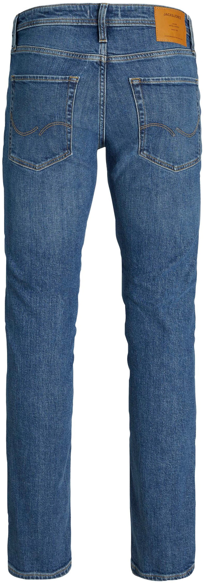 Jack & Jones Regular-fit-Jeans »JJICLARK im Used-Look, Stretchkomfort und niedrige Leibhöhe«, mit Abriebeffekten
