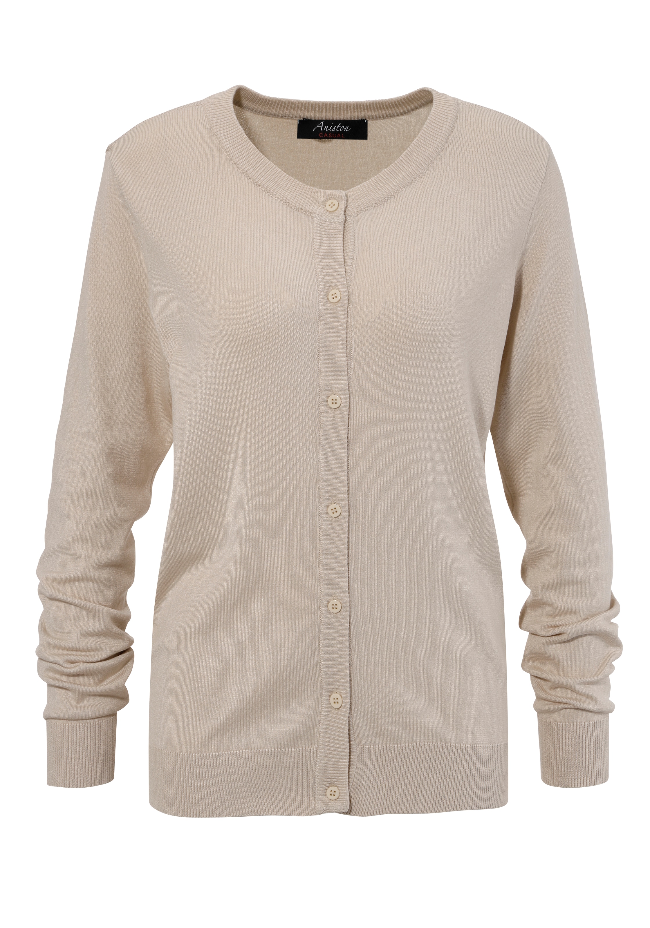 Aniston CASUAL Strickjacke, mit Rundhals-Ausschnitt