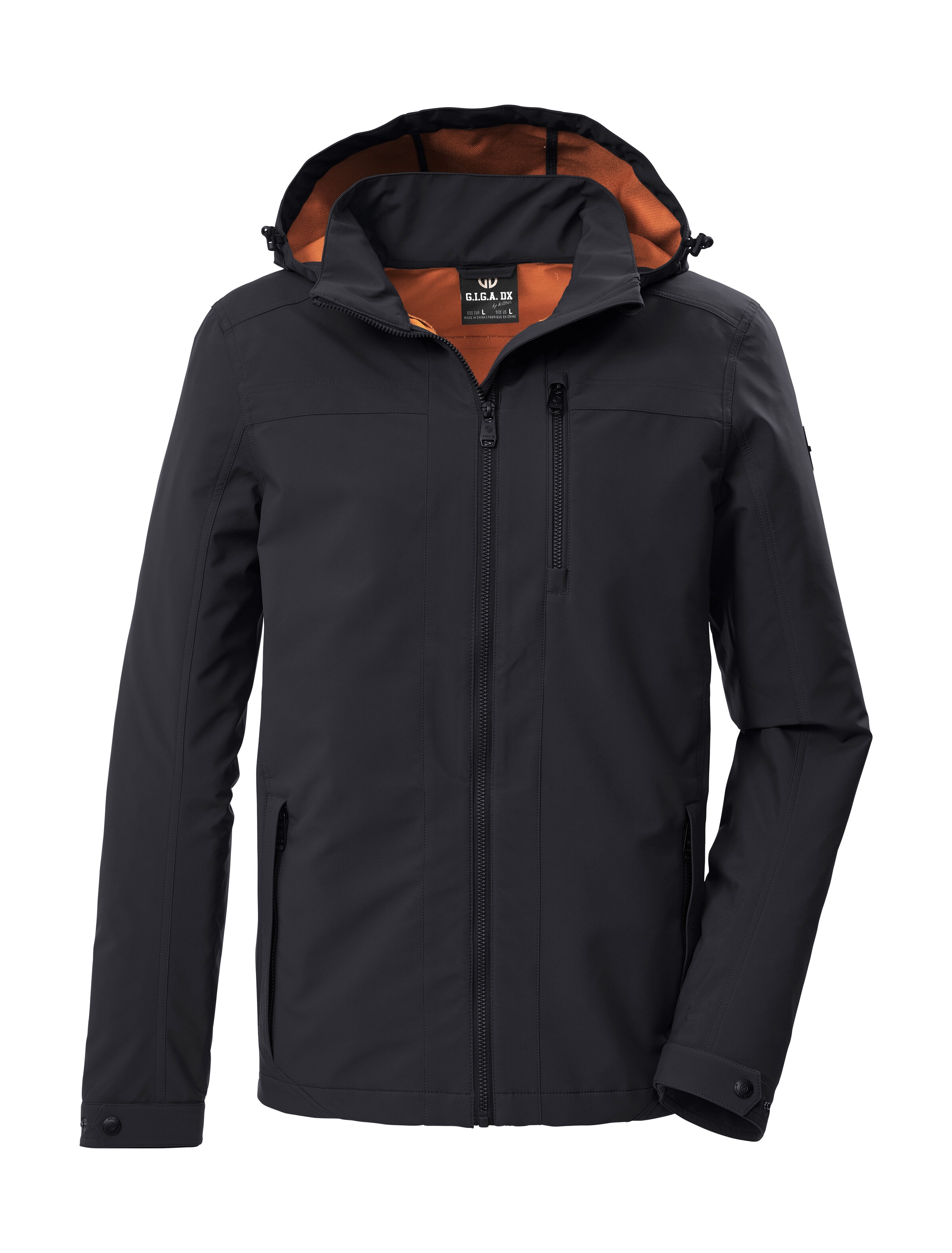 Softshelljacke "GS 108 MN SFTSHLL JCKT", Herren, Gr. S, schwarz, Oberseite: 100% Polyester;Rückseite: 100% Polyester;Futter: 100% Polyester, G.I.G.A. DX BY KILLTEC, Jacken Softshelljacke, Wasserabweisende Softshelljacke mit abnehmbarer Kapuze