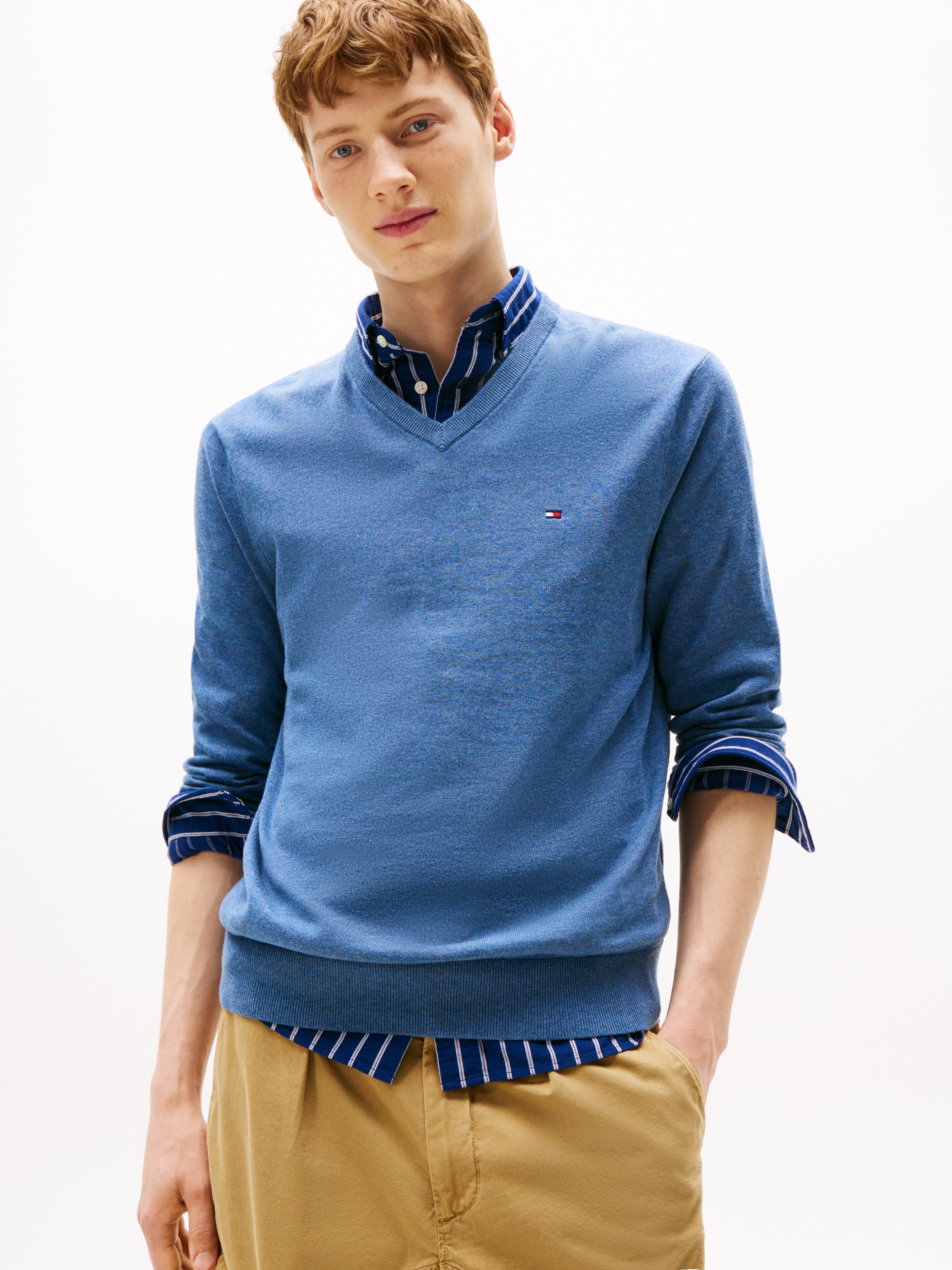 Tommy Hilfiger Strickpullover "ESSENTIAL COTTON V NECK mit V-Ausschnitt und günstig online kaufen