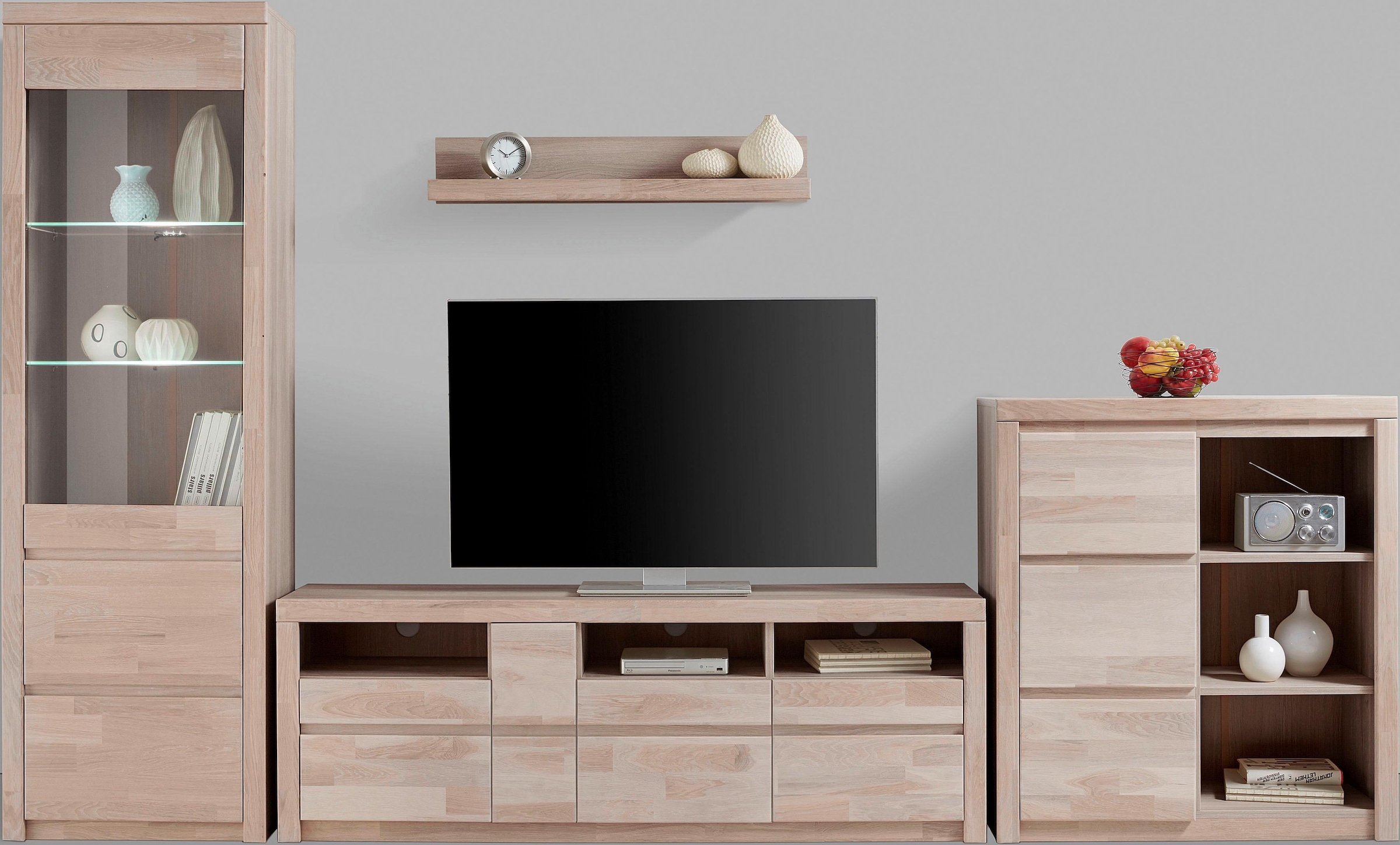 Home affaire Wohnwand "Silkeborg" Set, 4 Stk. tlg. teilmassives Holz günstig online kaufen