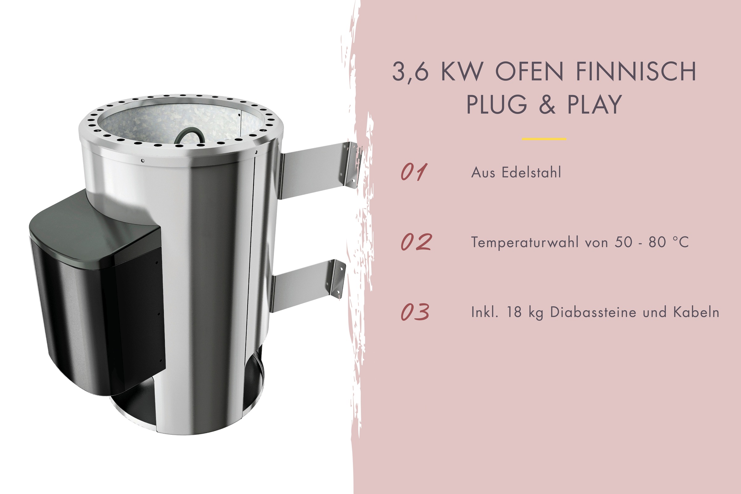 Thumbnail - Karibu Sauna "Vivi 2" Set, Mit 3,6 kW Ofen und externe Steuerung easy