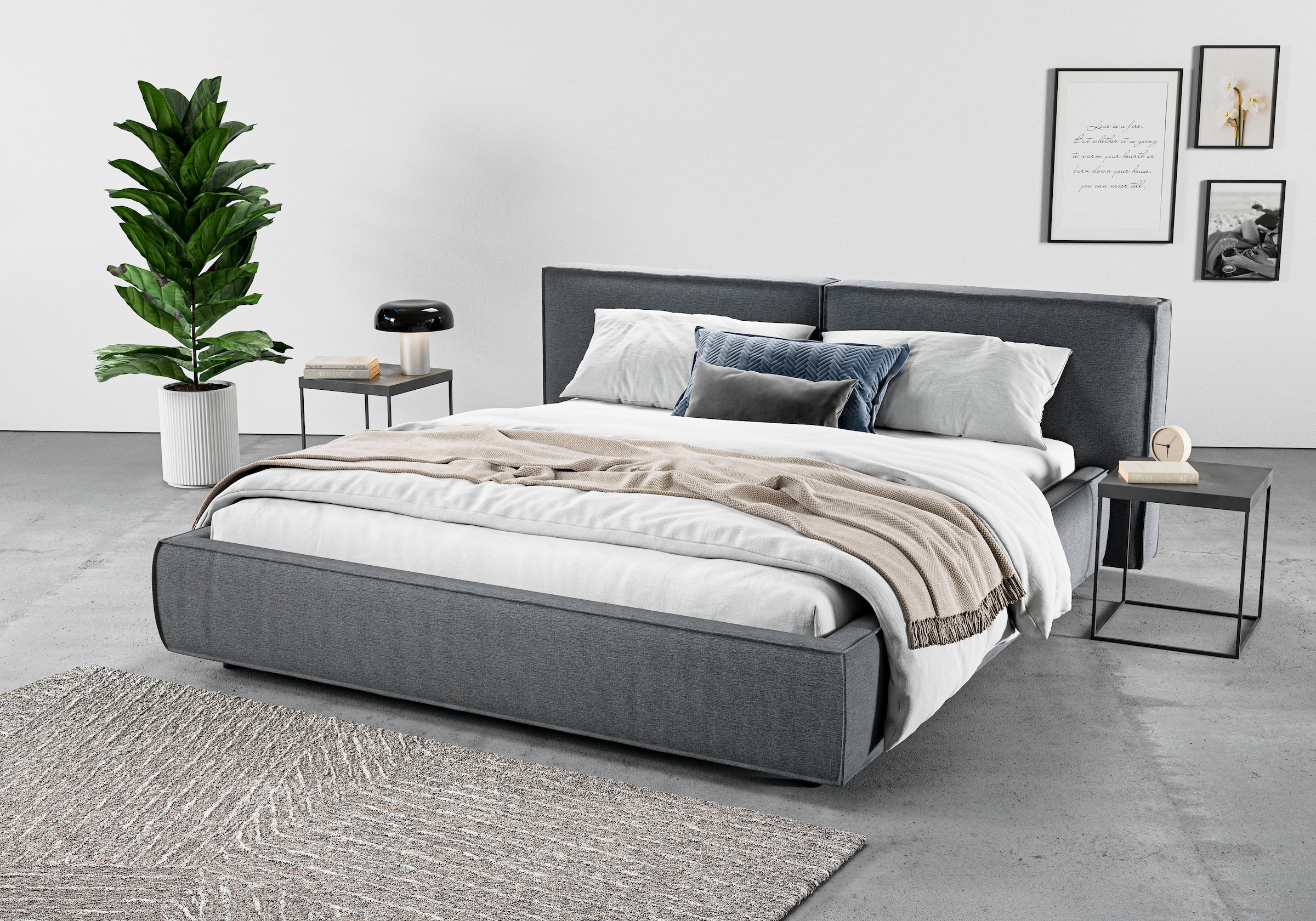 Home affaire Polsterbett "Adrina mit Biesenoptik, Feincord und Luxus-Microf günstig online kaufen