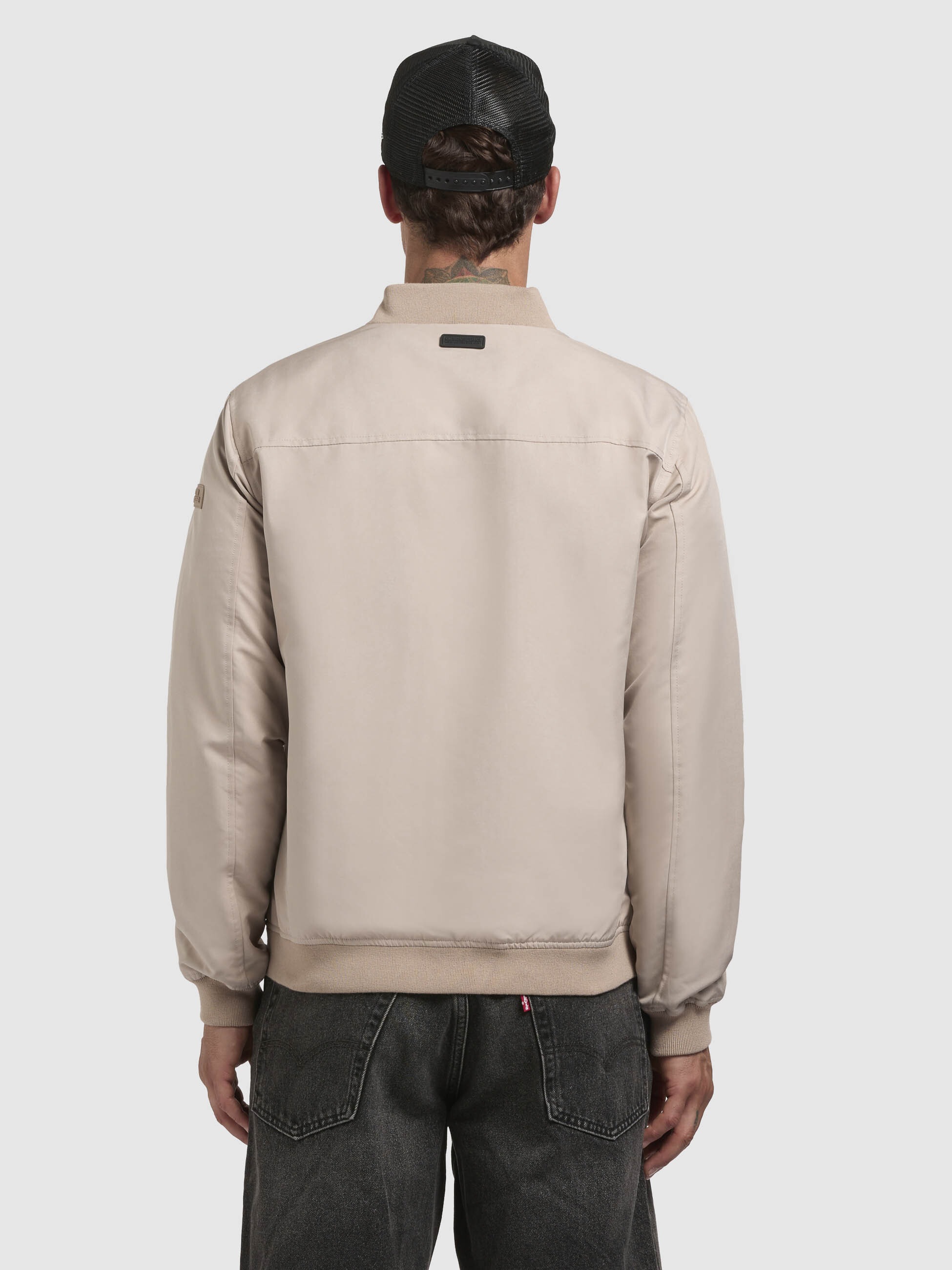 Collegejacke KHUJO "MAHT", Herren, Gr. XXL, beige, Web, 80% Polyester, 20% Nylon, unifarben, regular fit hüftlang, eingesetzt Rippstrickbündchen, Jacken Collegejacke 3