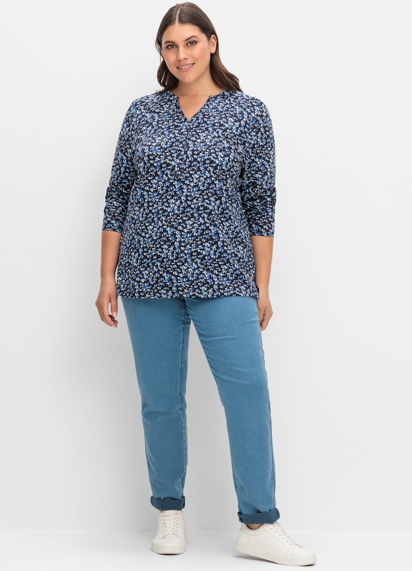 Sheego Langarmshirt »Rundhalsshirt«, (1 tlg.)