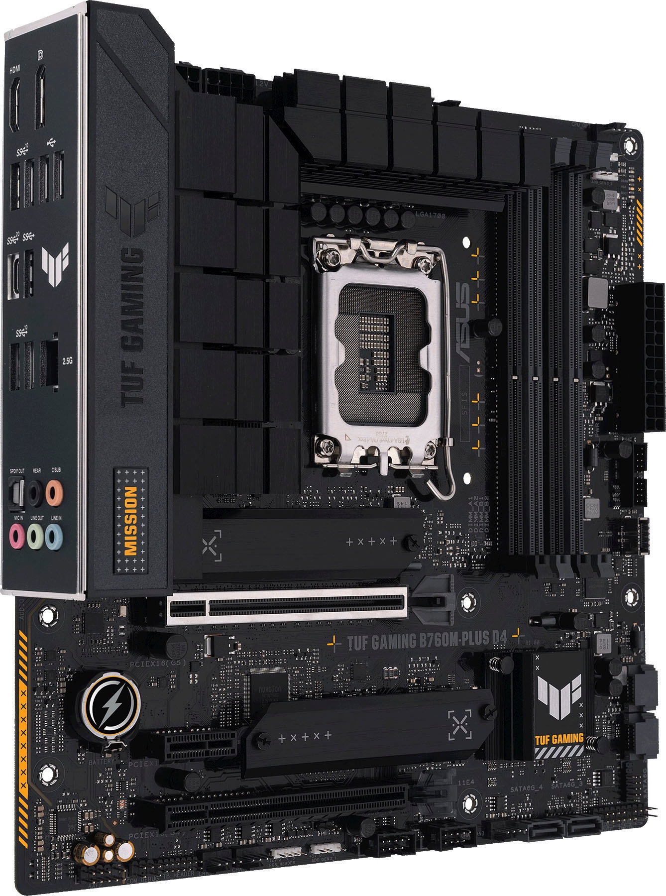 Asus Mainboard »TUF GAMING B760M-PLUS D4«, Intel B760, mATX, DDR4 Speicher, PCIe 5.0, 2x M.2, Thunderbolt 4