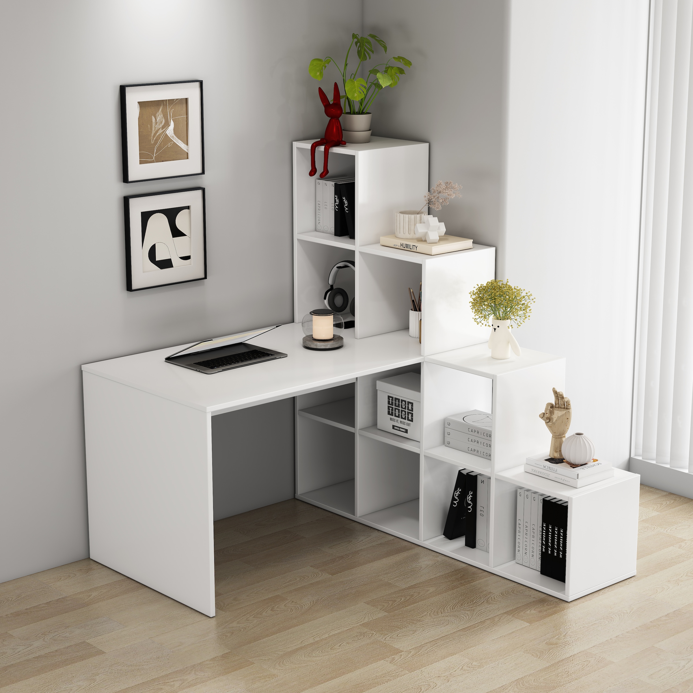 OTTO home Regal-Schreibtisch »Ciela« Set,  flexible Aufstellmöglichkeiten, wechselseitig  montierbar, B. 137 cm