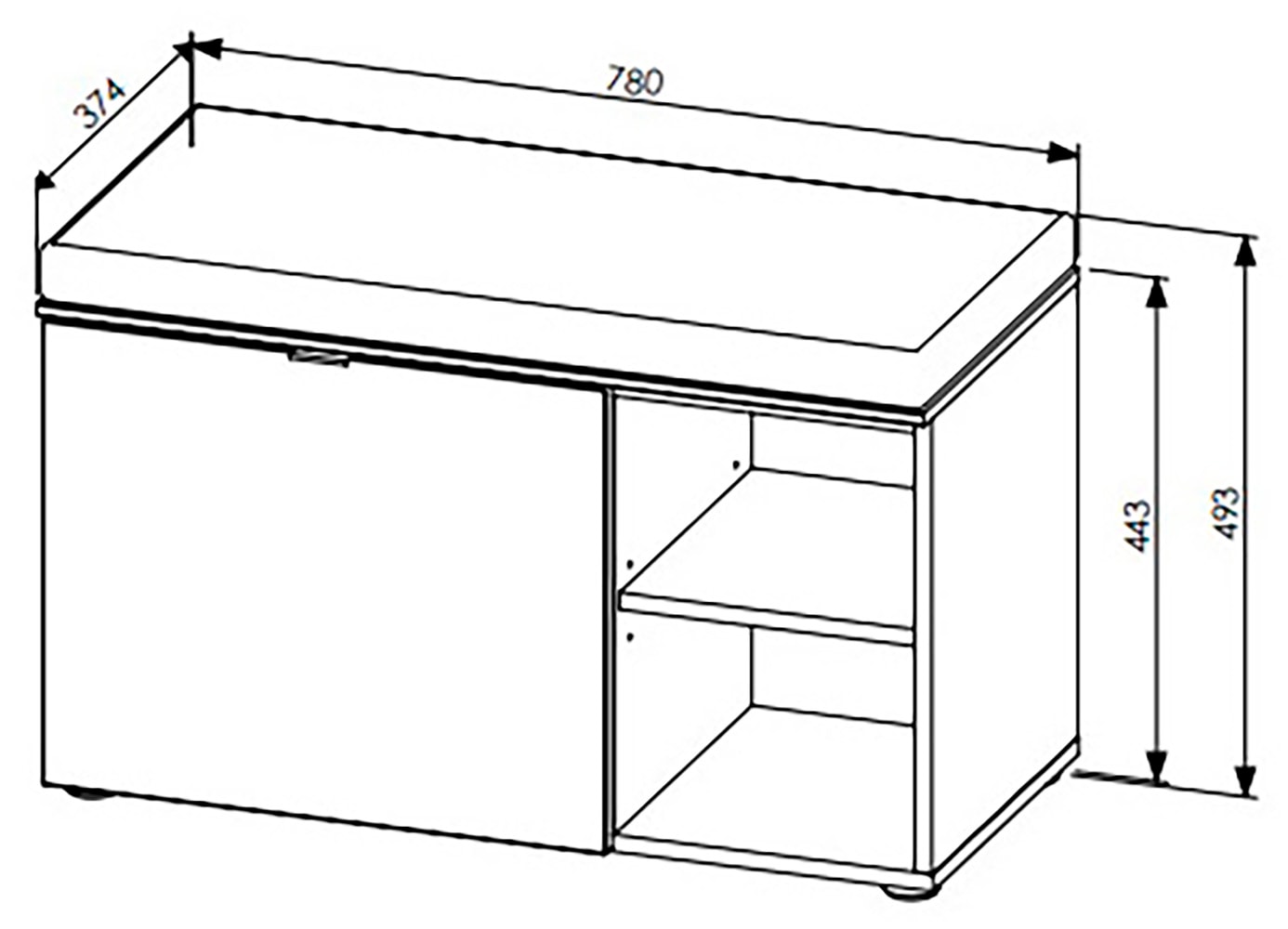 Innostyle Schuhschrank »Bari Schuhbank inkl. Sitzkissen, BxHxT 78x50x38 cm«, (1 St.), 1 türig, 4 Fächer, Softclose, ABS Kantenschutz