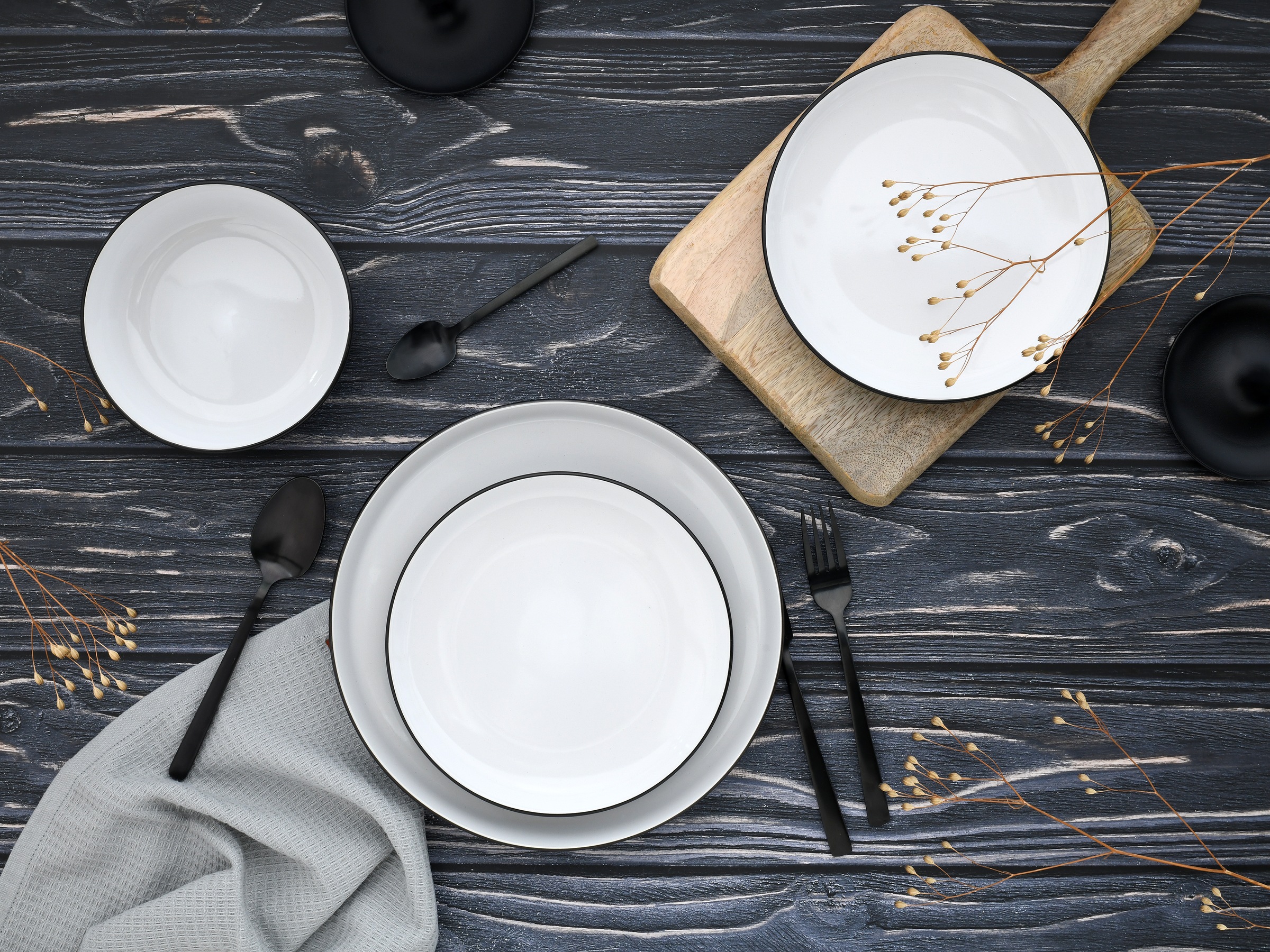 CreaTable Teller-Set »Nordic Cool Black, Tellerset 12-tlg«, (Set, 12 tlg.), Scandi-Style