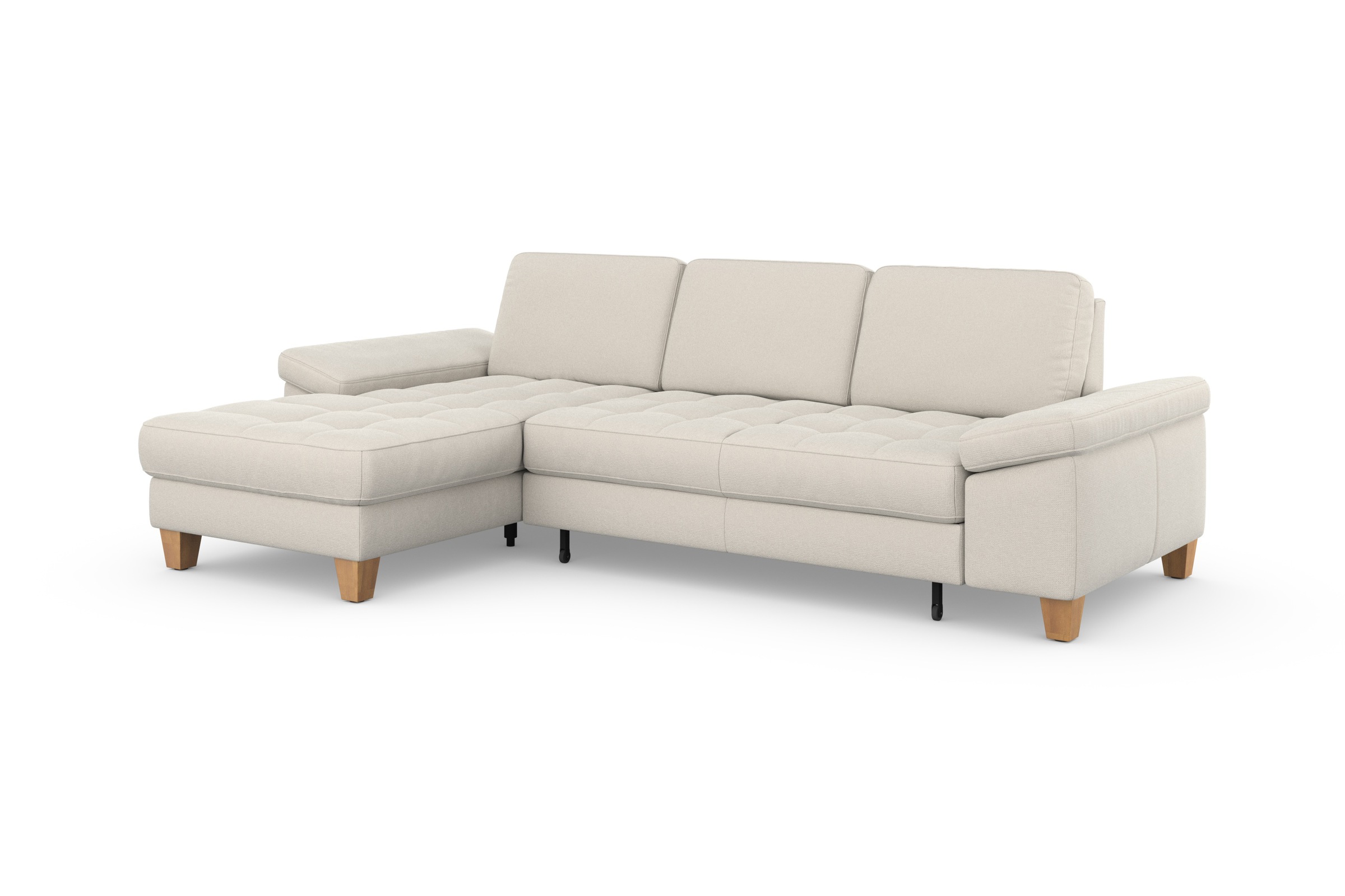 Ecksofa SIT & MORE "Westham L-Form", beige (creme), B:275cm H:88cm T:172cm, 90% Polyester 10% Polyamid, Sofas, Ecksofa, mit Recamiere, mit oder ohne Bettfunktion, Bettkasten, Füße Eiche 9