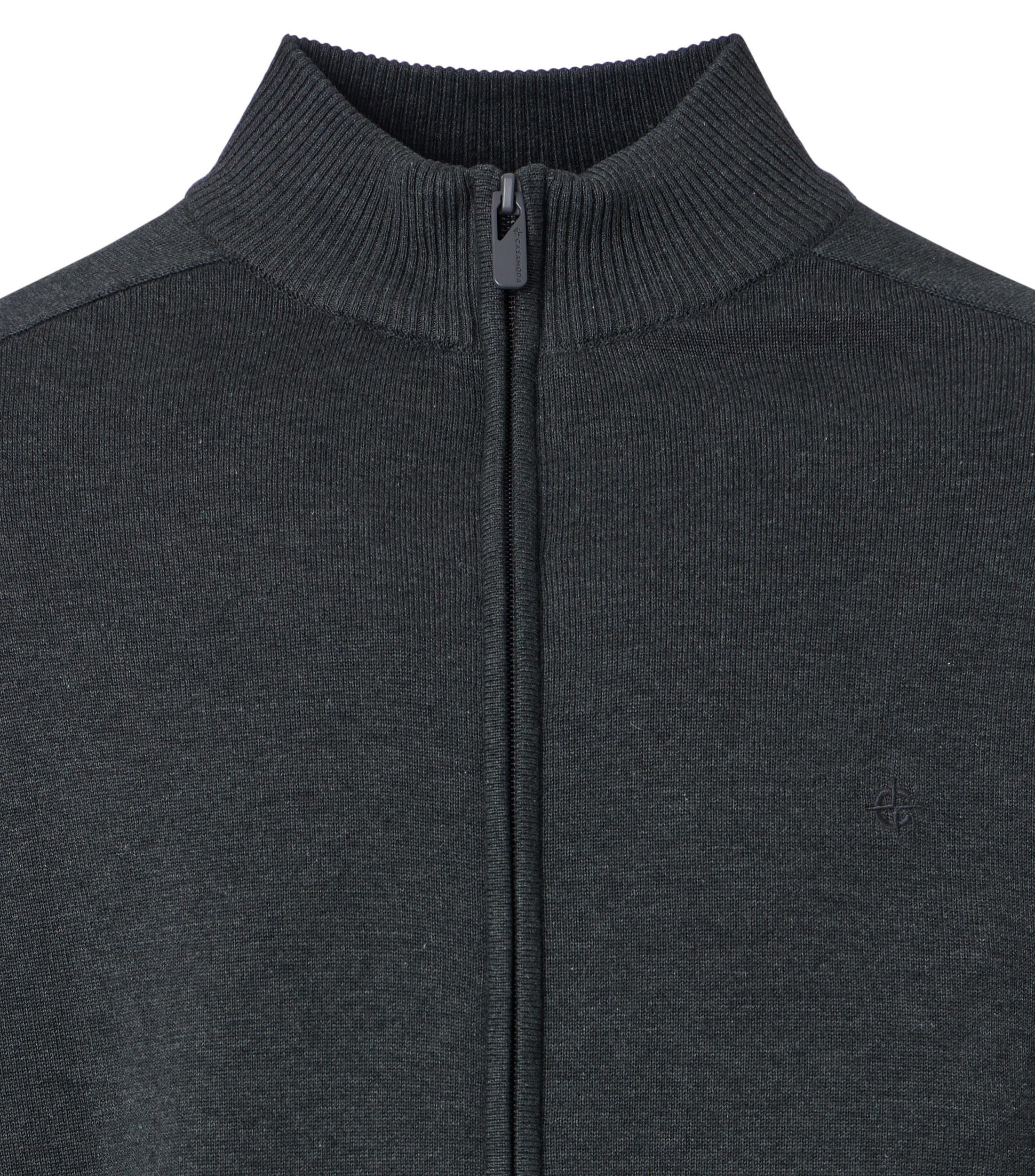 Strickjacke CASAMODA "CASAMODA Strickjacke uni", Herren, Gr. XXL, grau (grauschwarz), 100% Baumwolle, Strickjacken Strickjacke 3