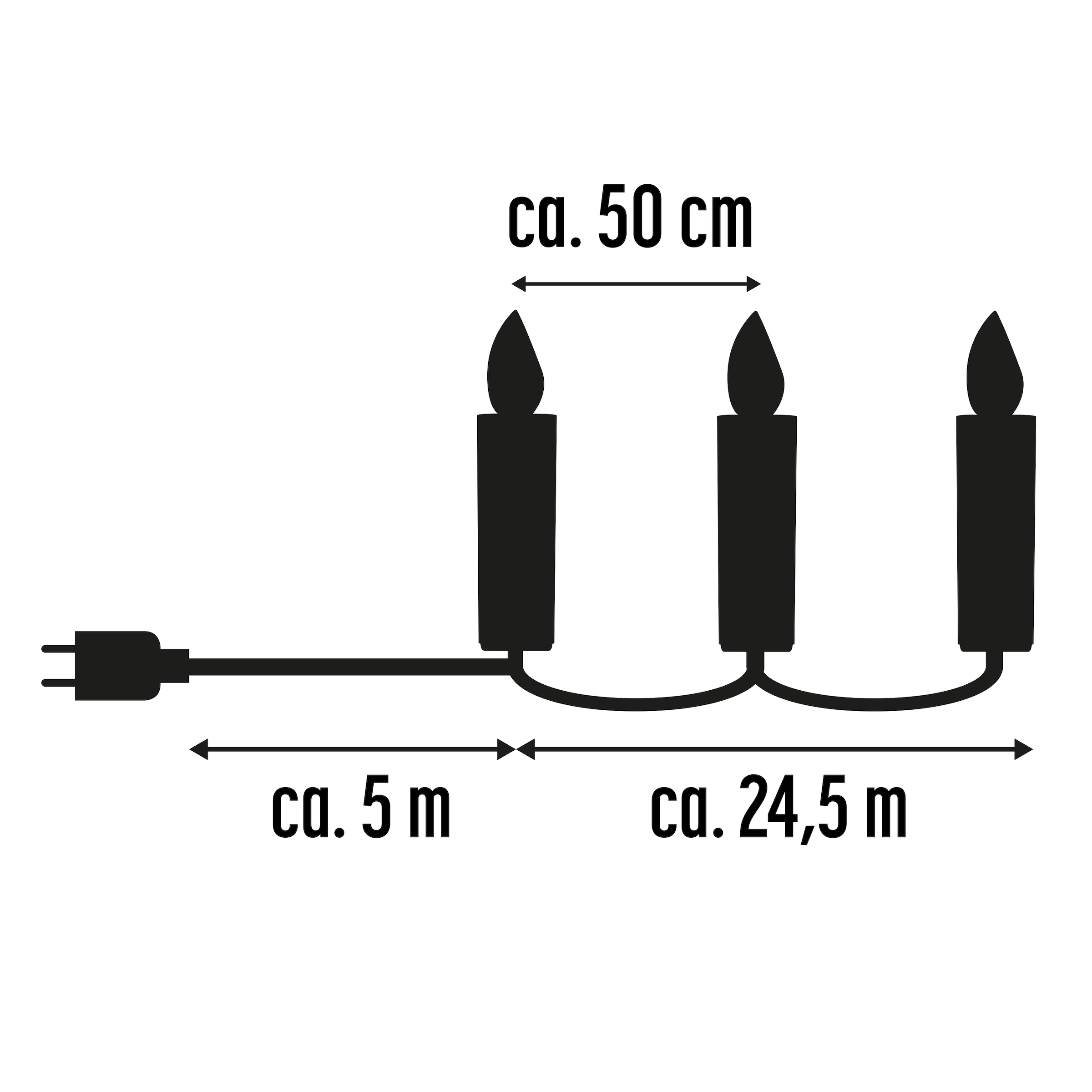 my home LED-Lichterkette »Aluro« 50 Stk.-flammig LED-Christbaumkerzen 50LEDs