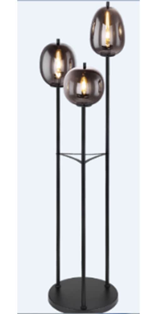 GLOBO LIGHTING Stehlampe »BLACKY«, Leuchtmittel E14 | ohne Leuchtmittel, Stehleuchte/Glas rauchfarben/3 unterschiedliche Gläser/Wohnzimmer