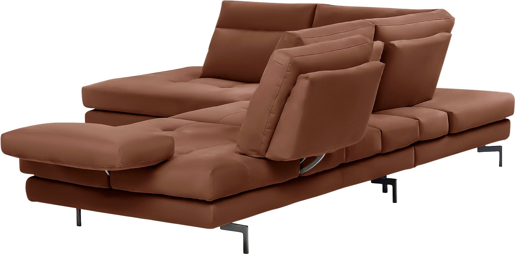 CALIA ITALIA Ecksofa »Toby Wing, L-Form, Designsofa mit sensationellem Sitzkomfort«, Sitztiefenverstellung, funktionale Ecke, Füße in schwarz matt